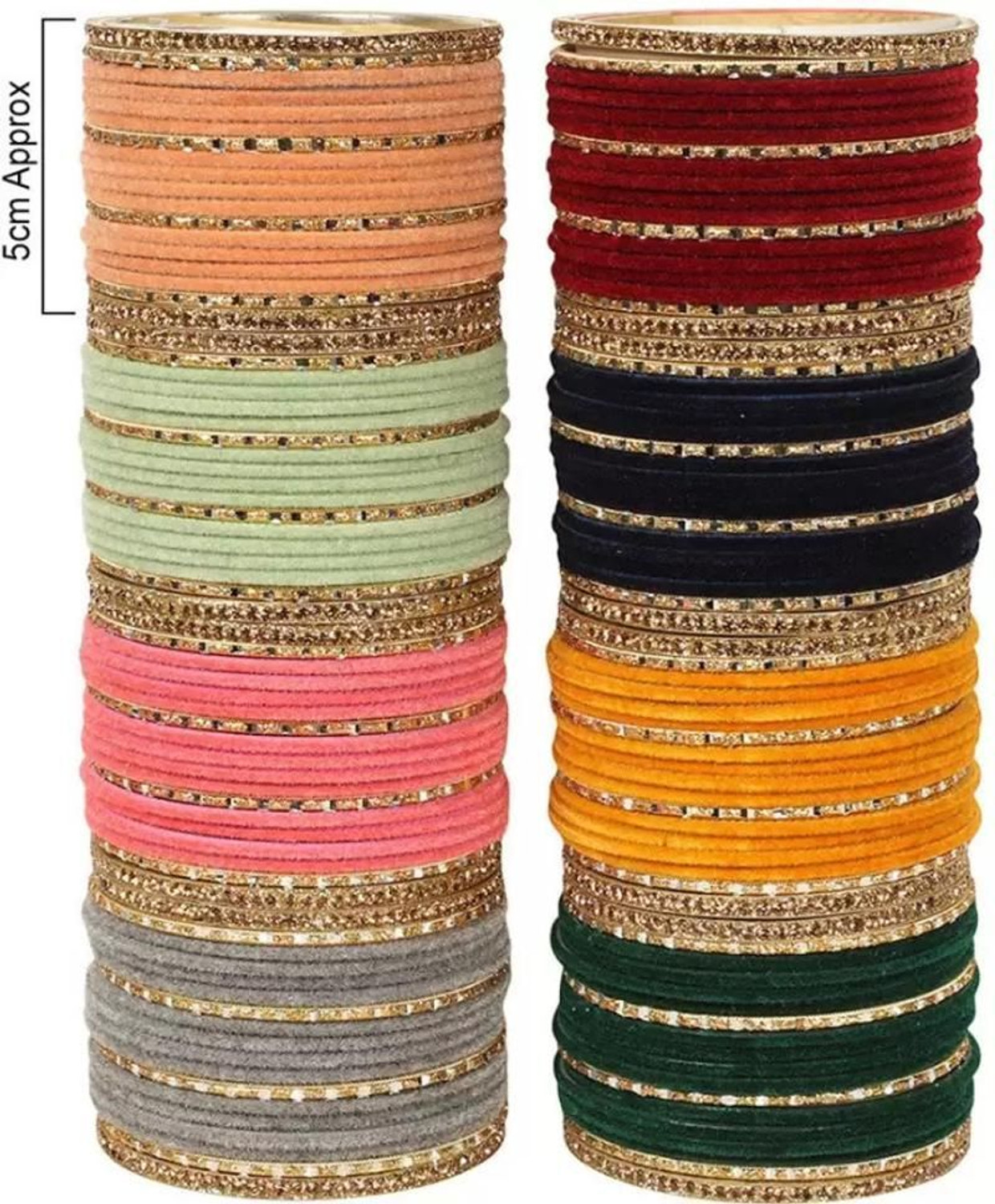 Image of Rajwadi Metal, Lac, Alloy Cubic Zirconia Bangle Set