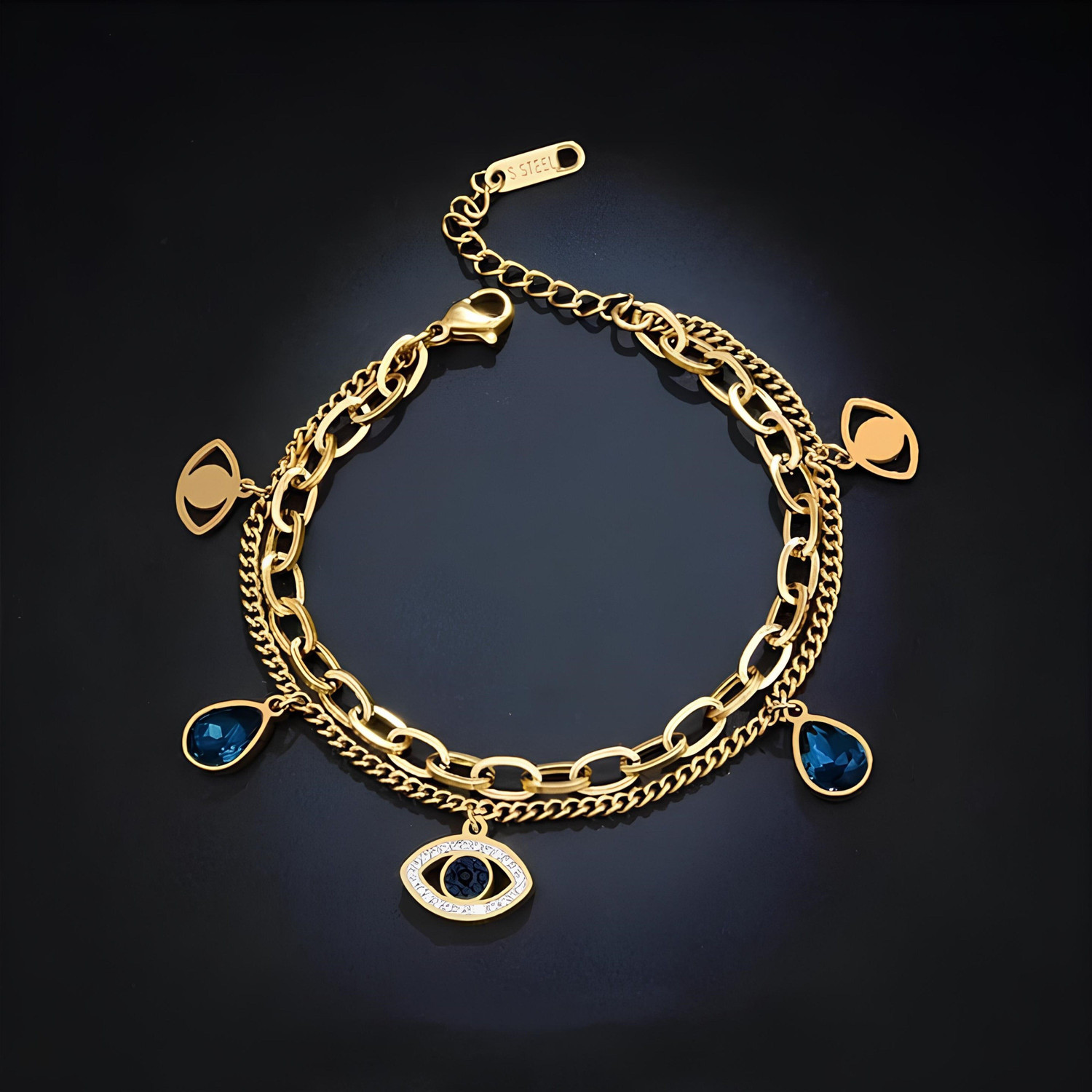 Image of Karishma Kreations Stainless Steel Gold-plated Charm Bracelet