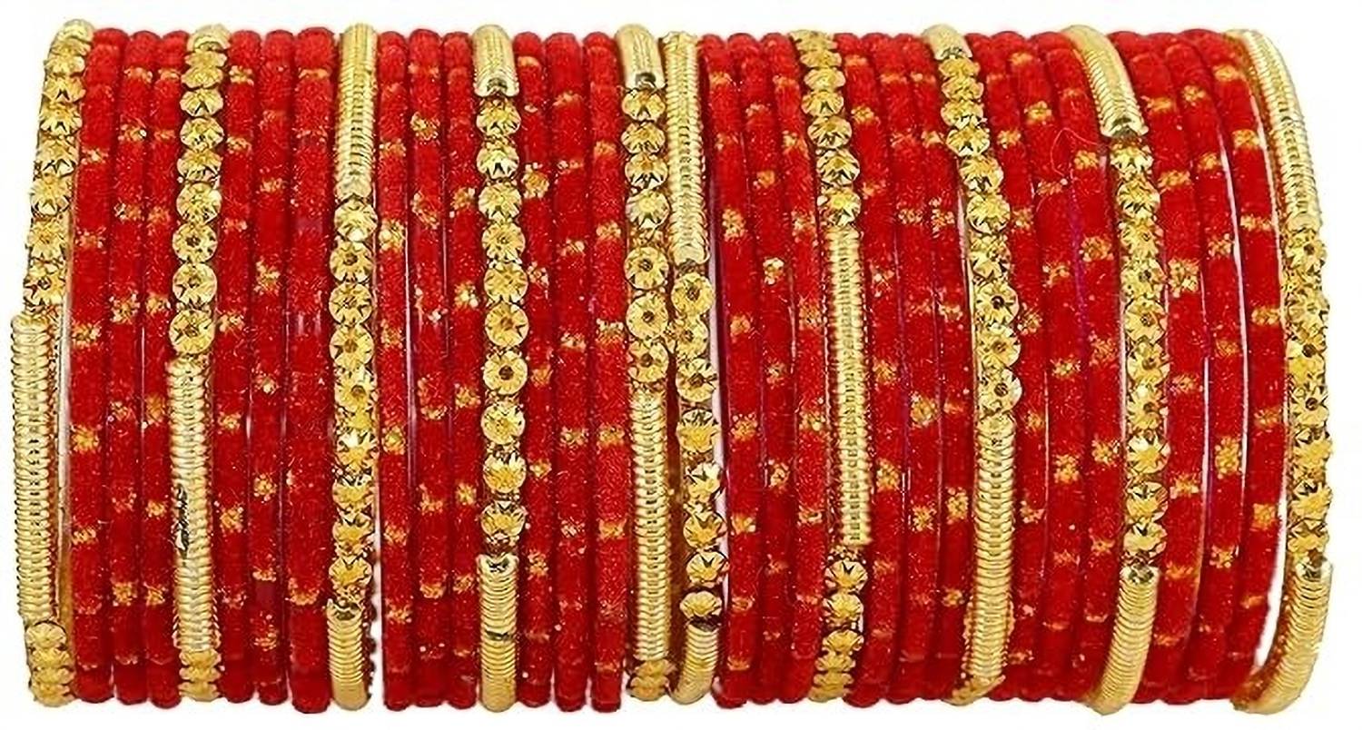 RADHA MOHAN EMPIRE Fabric, Glass Bangle Set