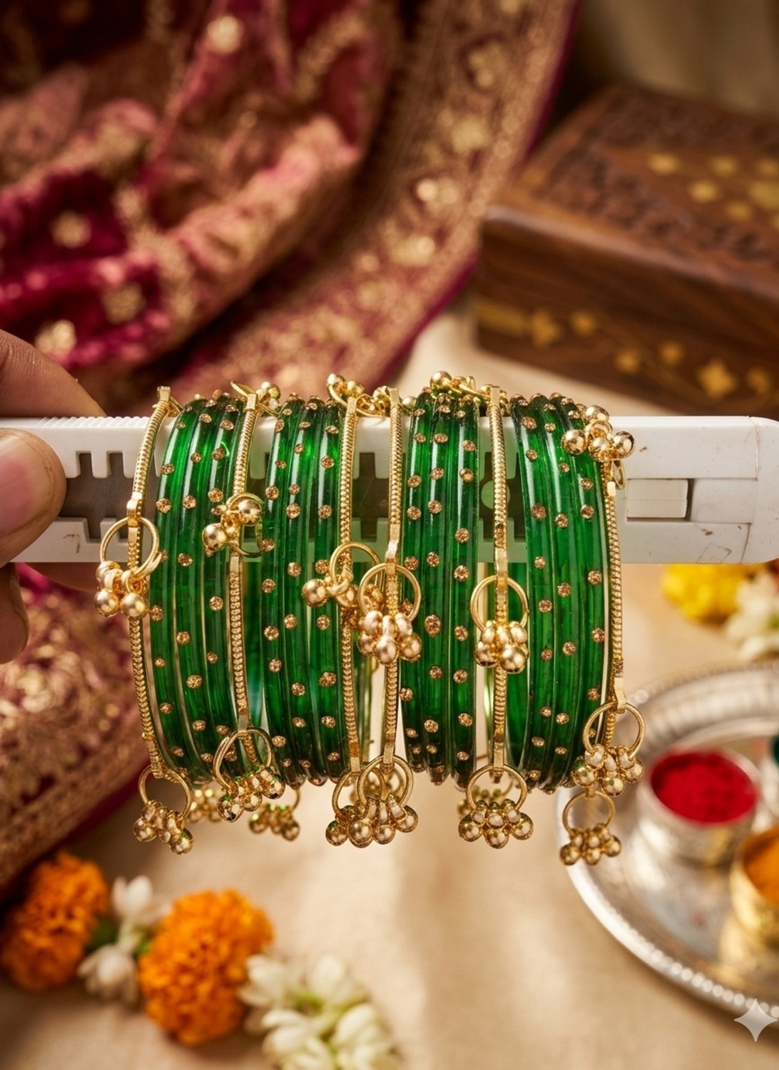 Image of Kashmiri ghughru Glass Bangle Set