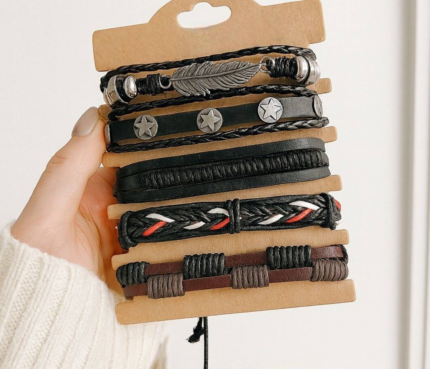 Rgulus Leather Rhodium Bracelet Pack of 5 - Image 5