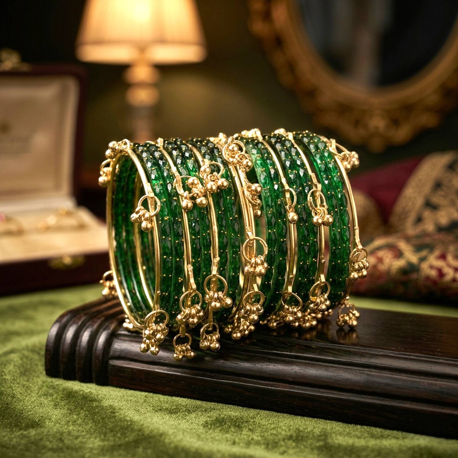 BeautyTrends Glass Gold-plated Bangle Set