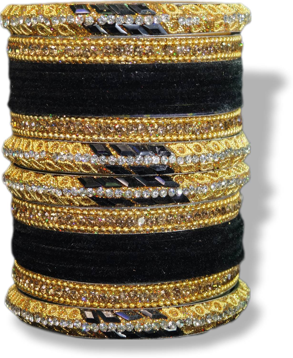 Atrika Metal, Fabric, Stone, Lac, Alloy Zircon Bangle Set