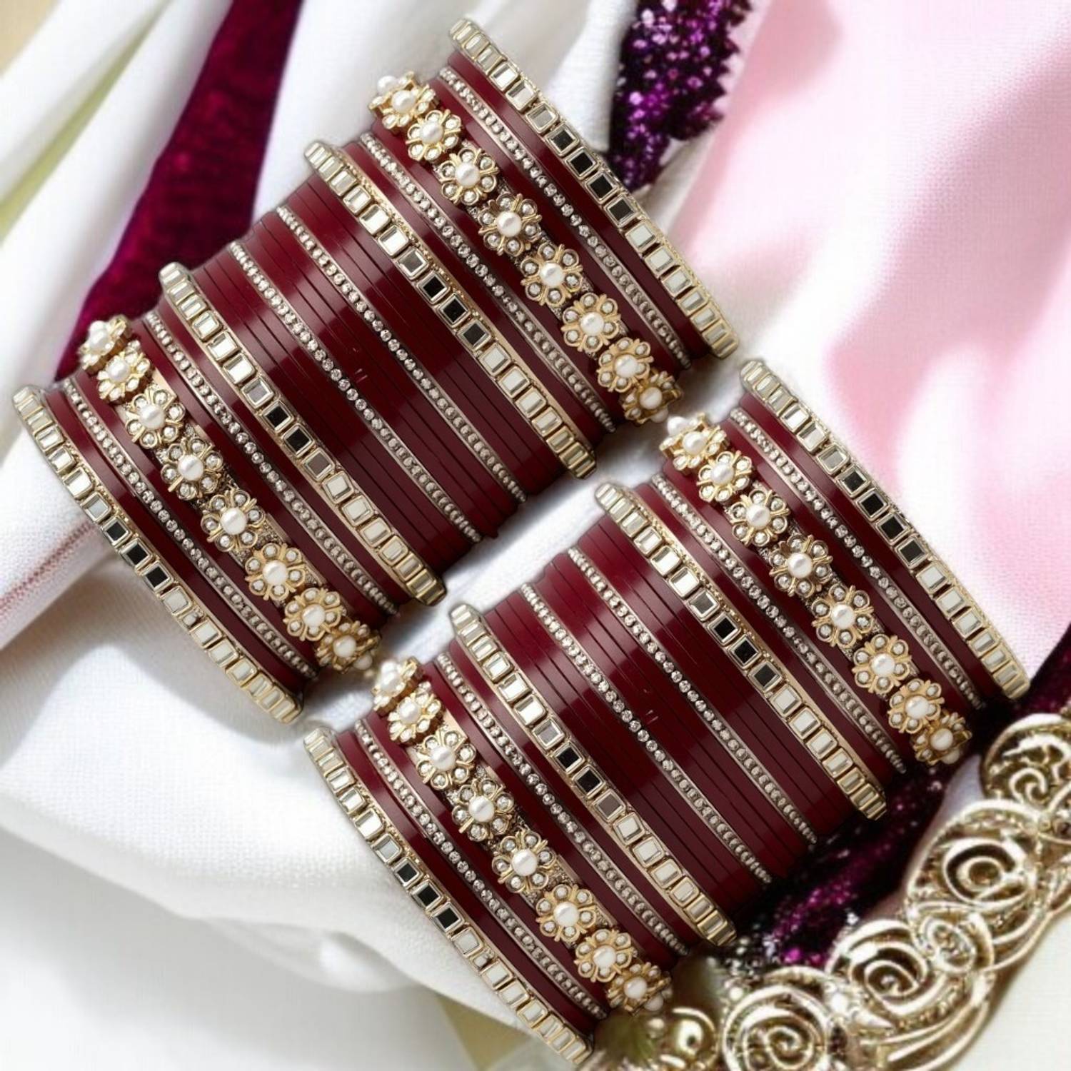 BATUKNATH Plastic Beads, Zircon Gold-plated Chudas