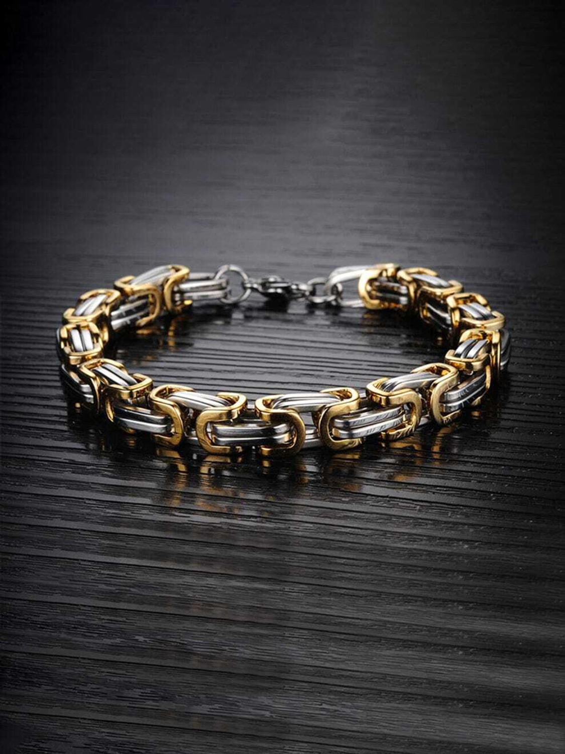 Image of SPYRONIX REAL TREASURE Stainless Steel Gold-plated, Silver Bracelet