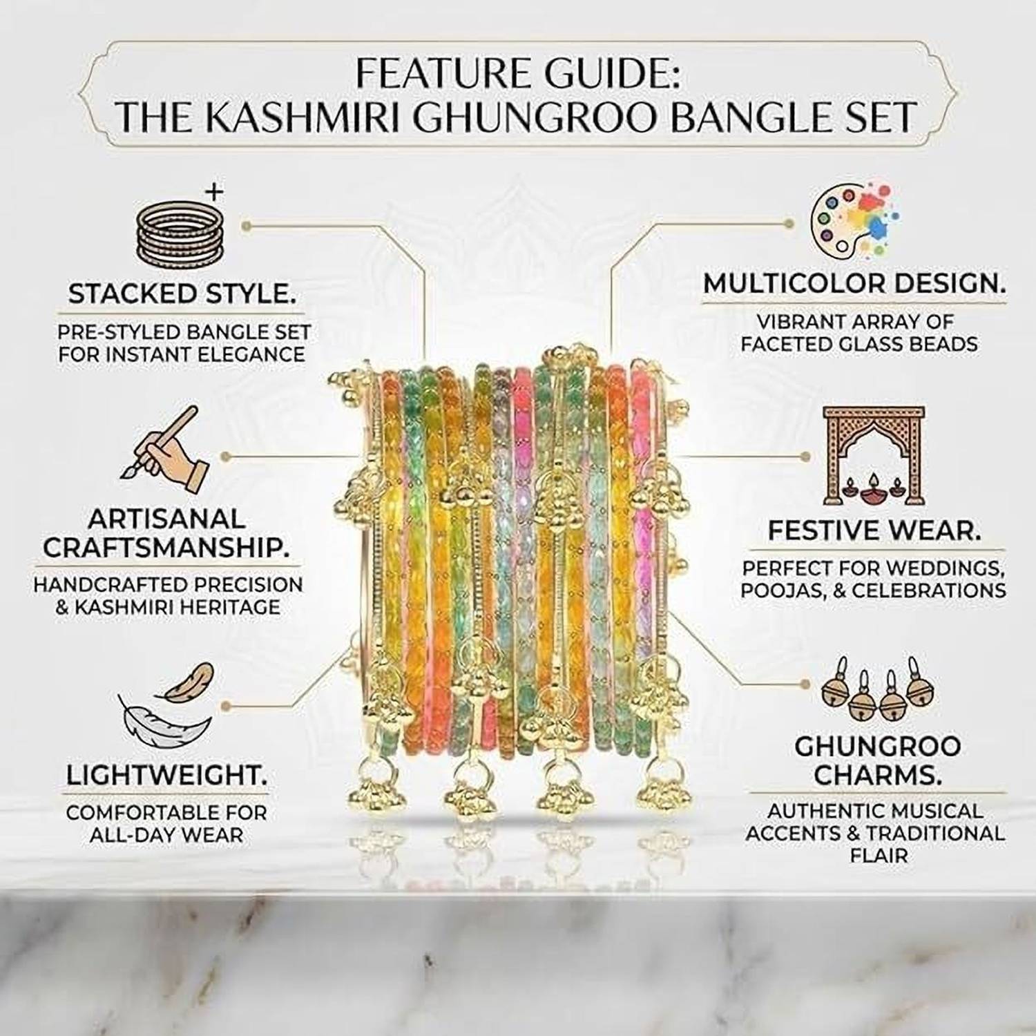 Amar Beauty and Jewls Metal Beads Bangle Set Pack of 16 - Image 4
