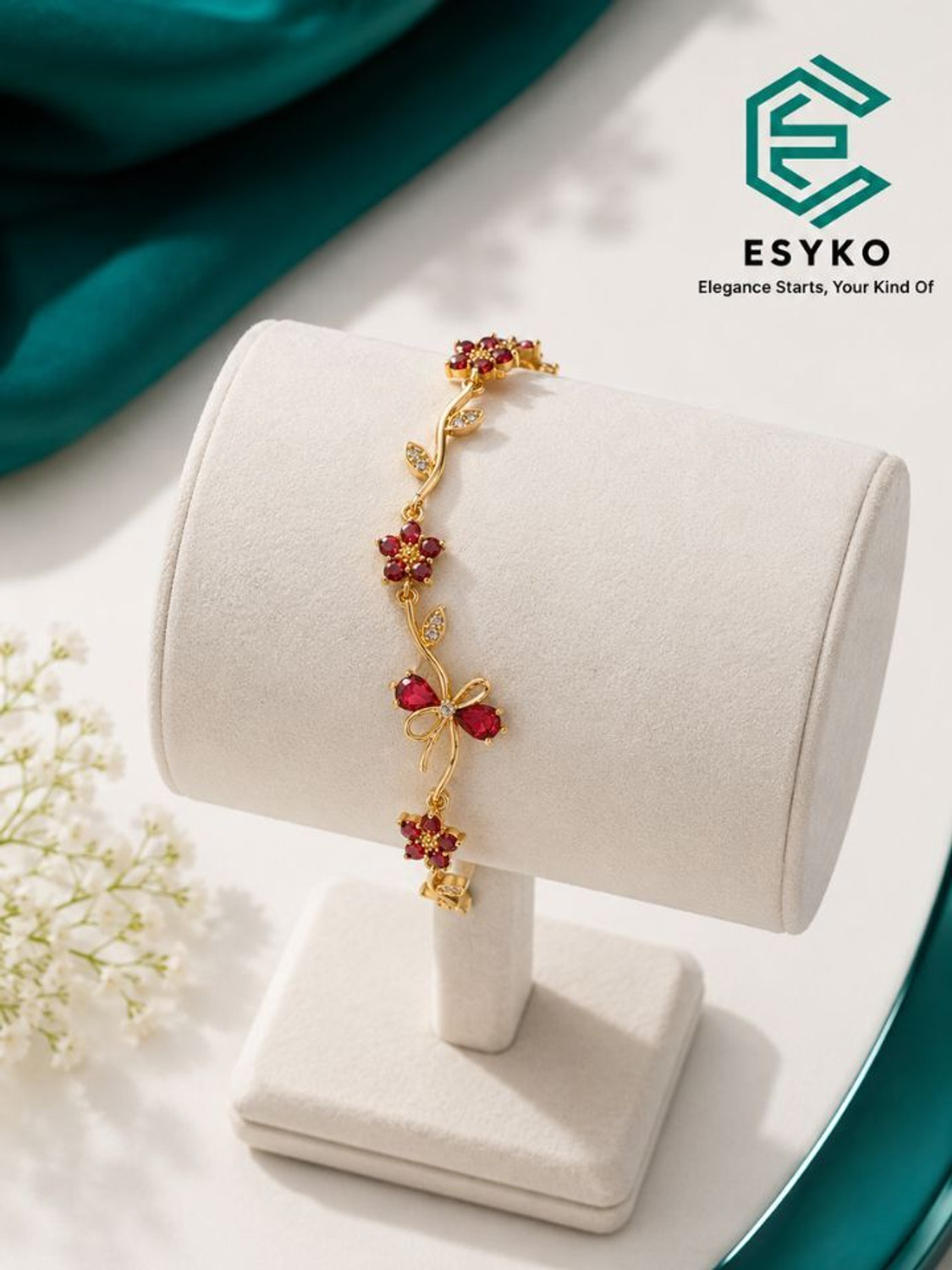 Image of zevarna Alloy Cubic Zirconia Gold-plated Bracelet Set