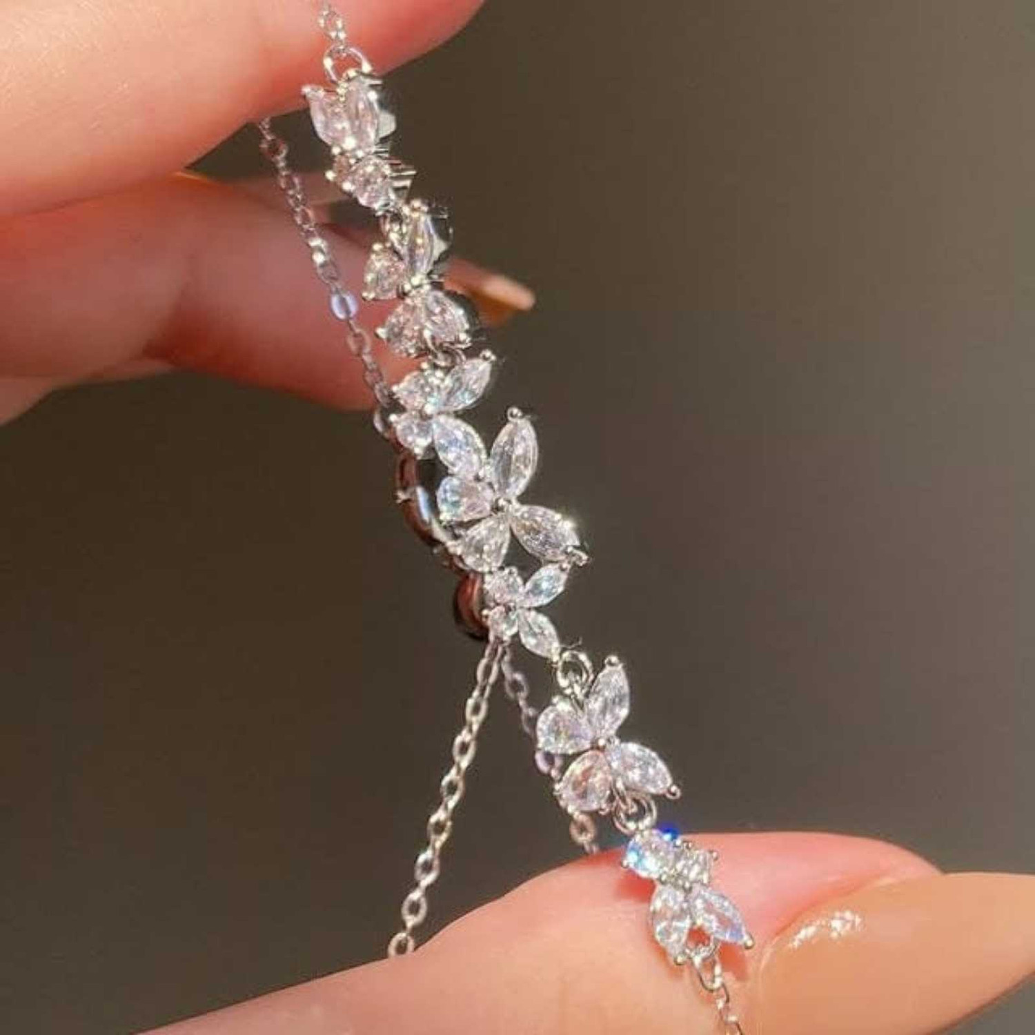 Image of Zarkan Sterling Silver Cubic Zirconia Rhodium Bracelet
