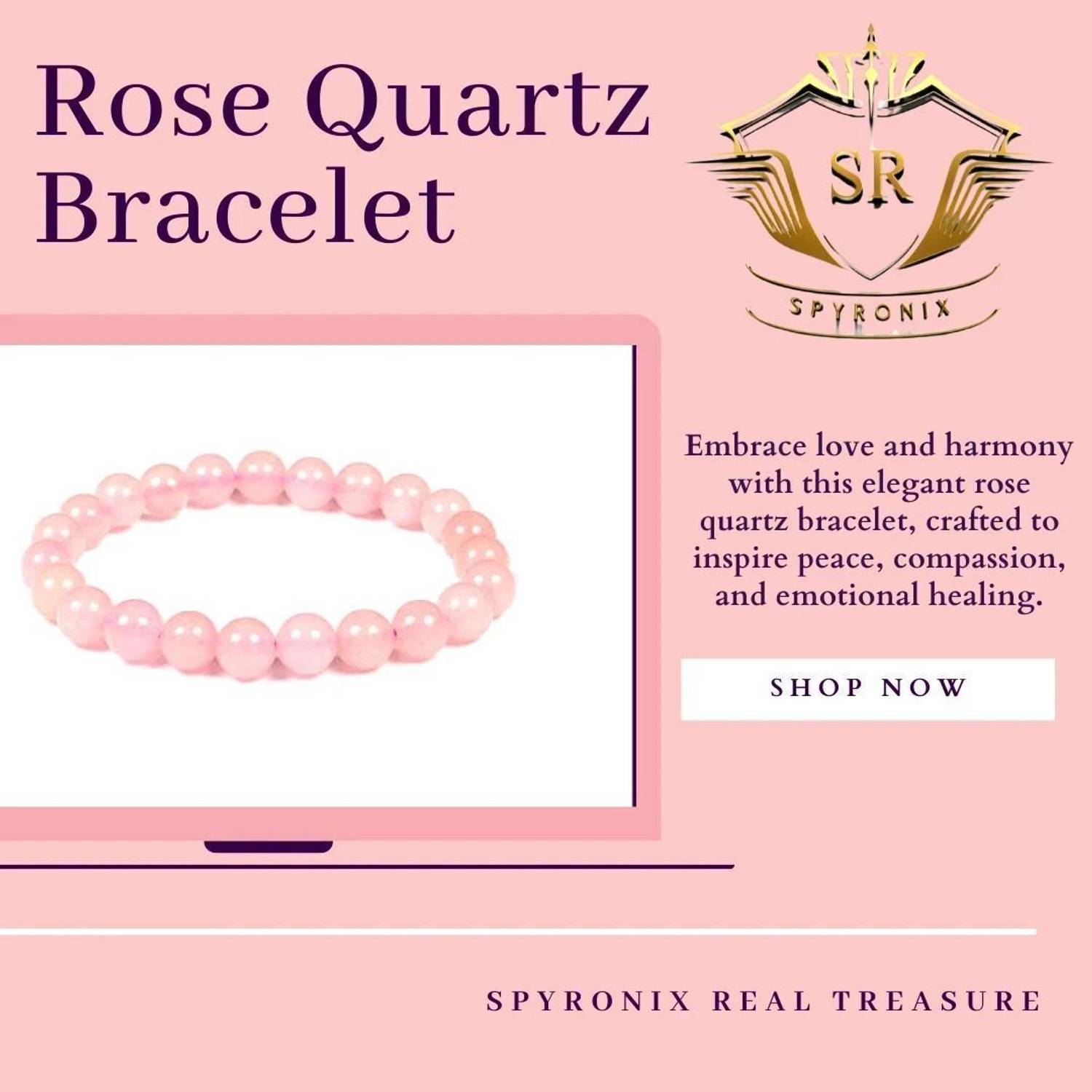 SPYRONIX REAL TREASURE Stone, Rose Quartz Crystal Bracelet Price
