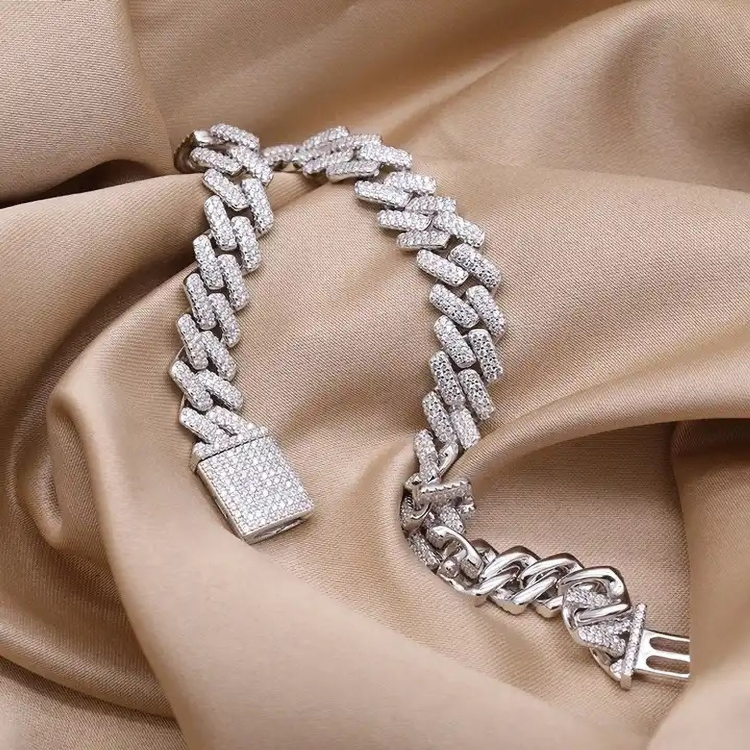 Image of Roadster Metal, Alloy, Stainless Steel Cubic Zirconia, Diamond, Crystal Sterling Silver Bracelet