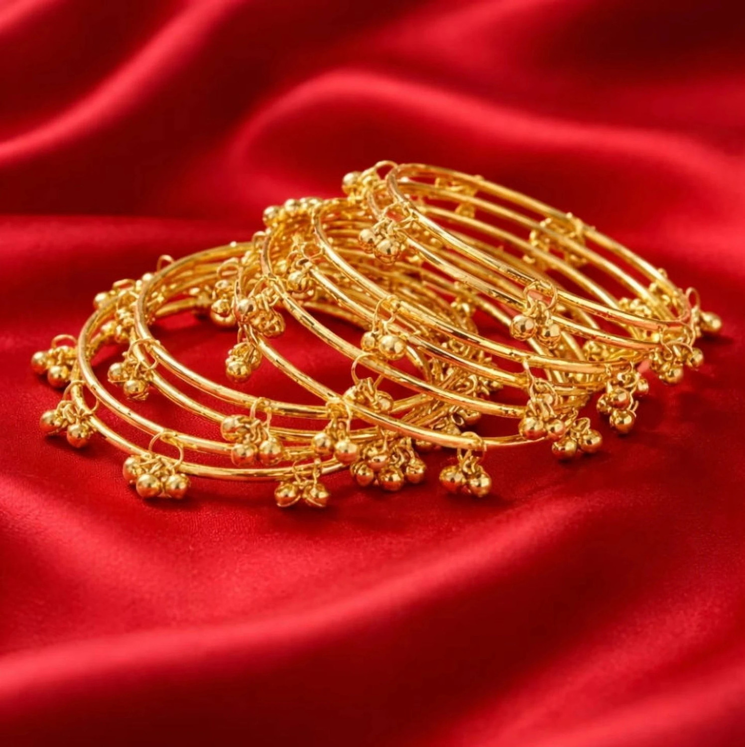 Image of Braha Alloy Gold-plated Bangle Set