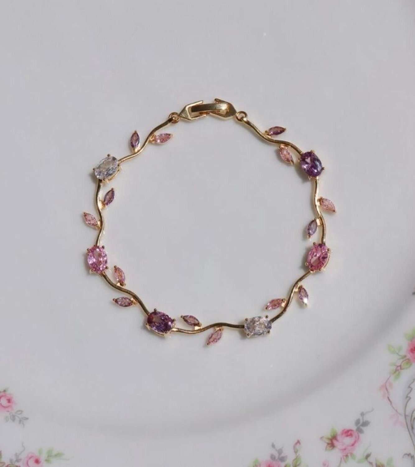 Image of Adorn Collections Stainless Steel Crystal Gold-plated Bracelet