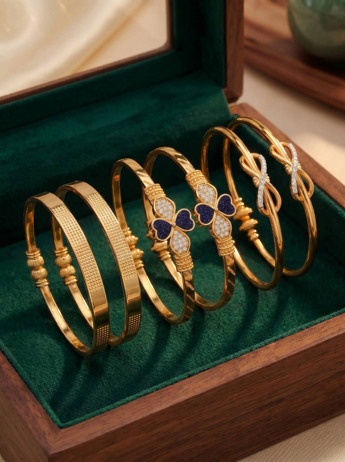 brado jewellery Brass Diamond Gold-plated Bangle Set