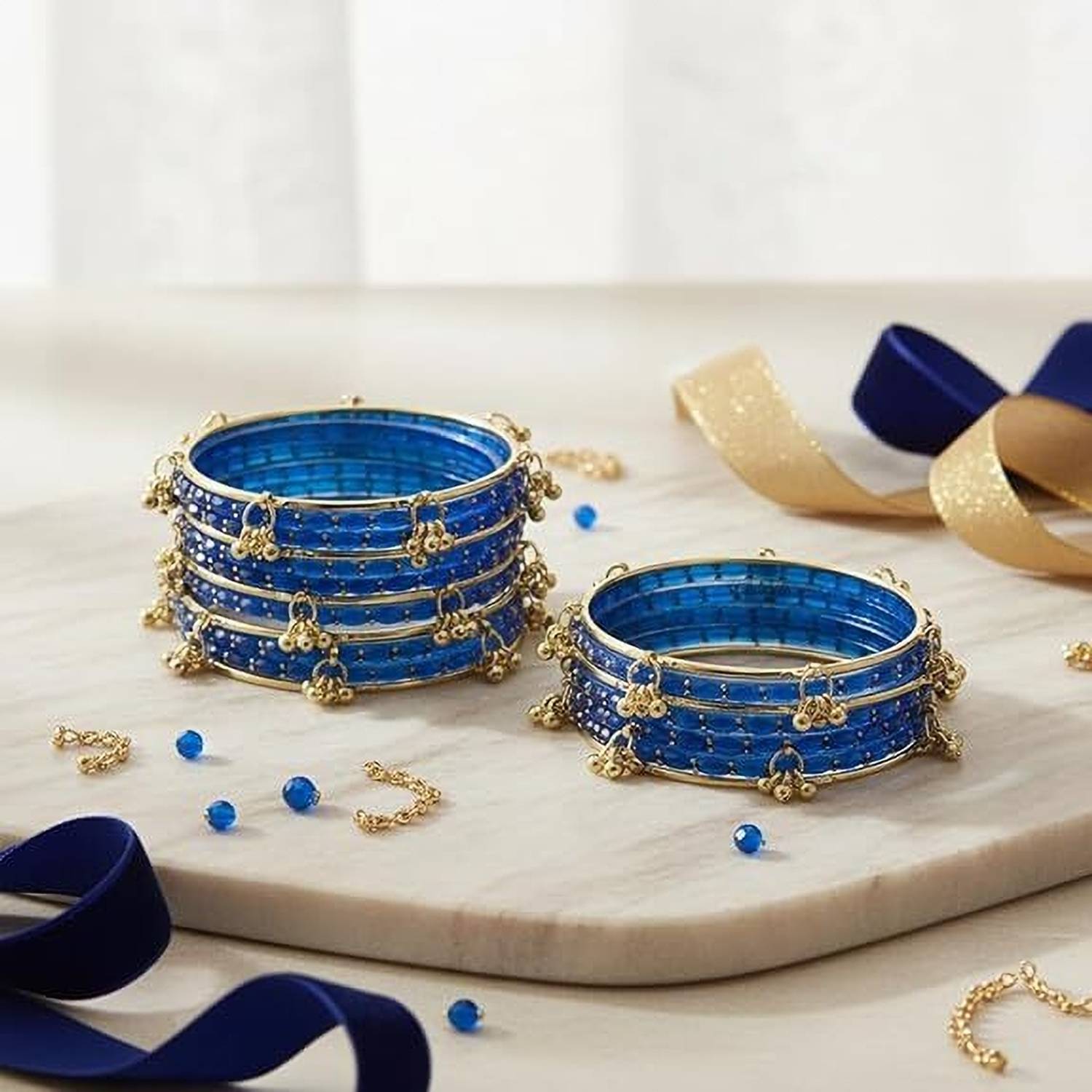 Banglezone Metal, Glass Bangle Set