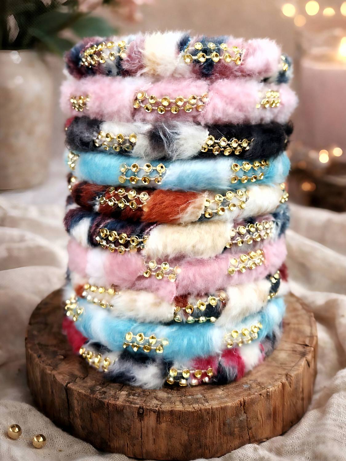 Atrika Fabric, Plastic Beads Bangle Set