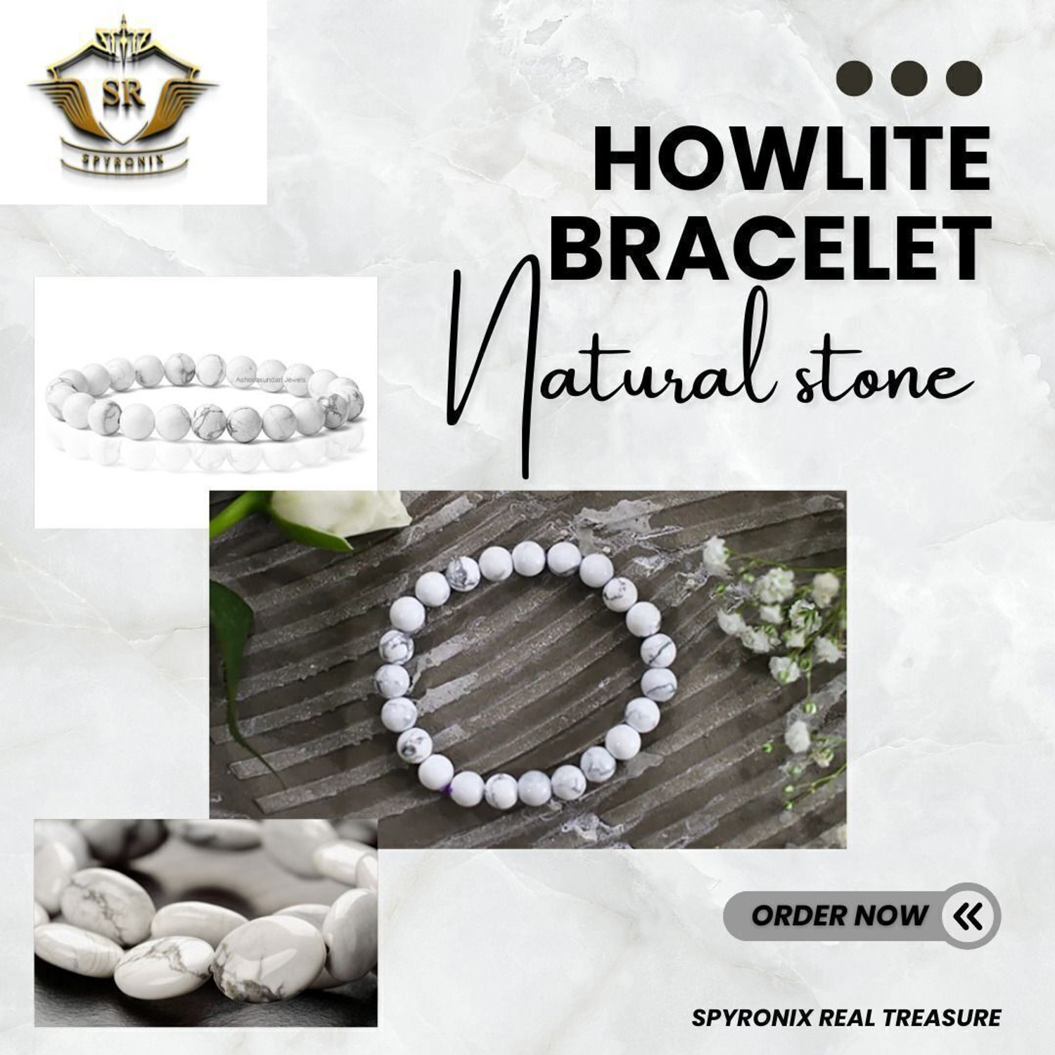 Image of SPYRONIX REAL TREASURE Howlite Bracelet