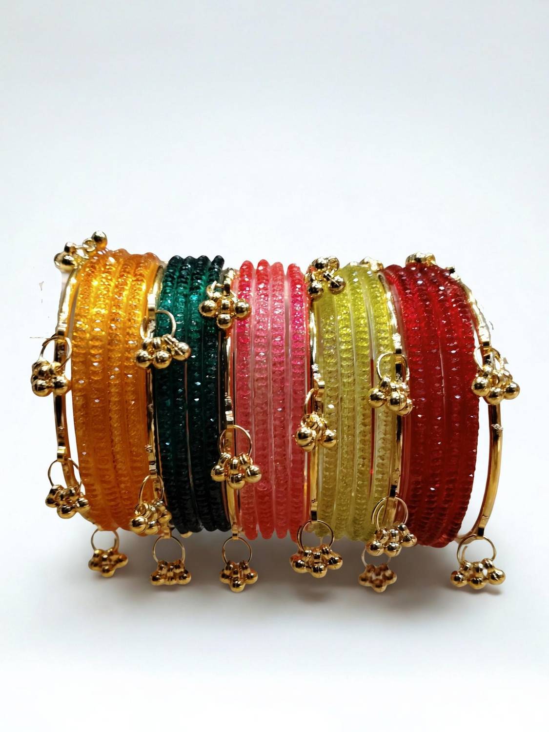 Alankrta Glass, Alloy Beads Gold-plated Bangle Set