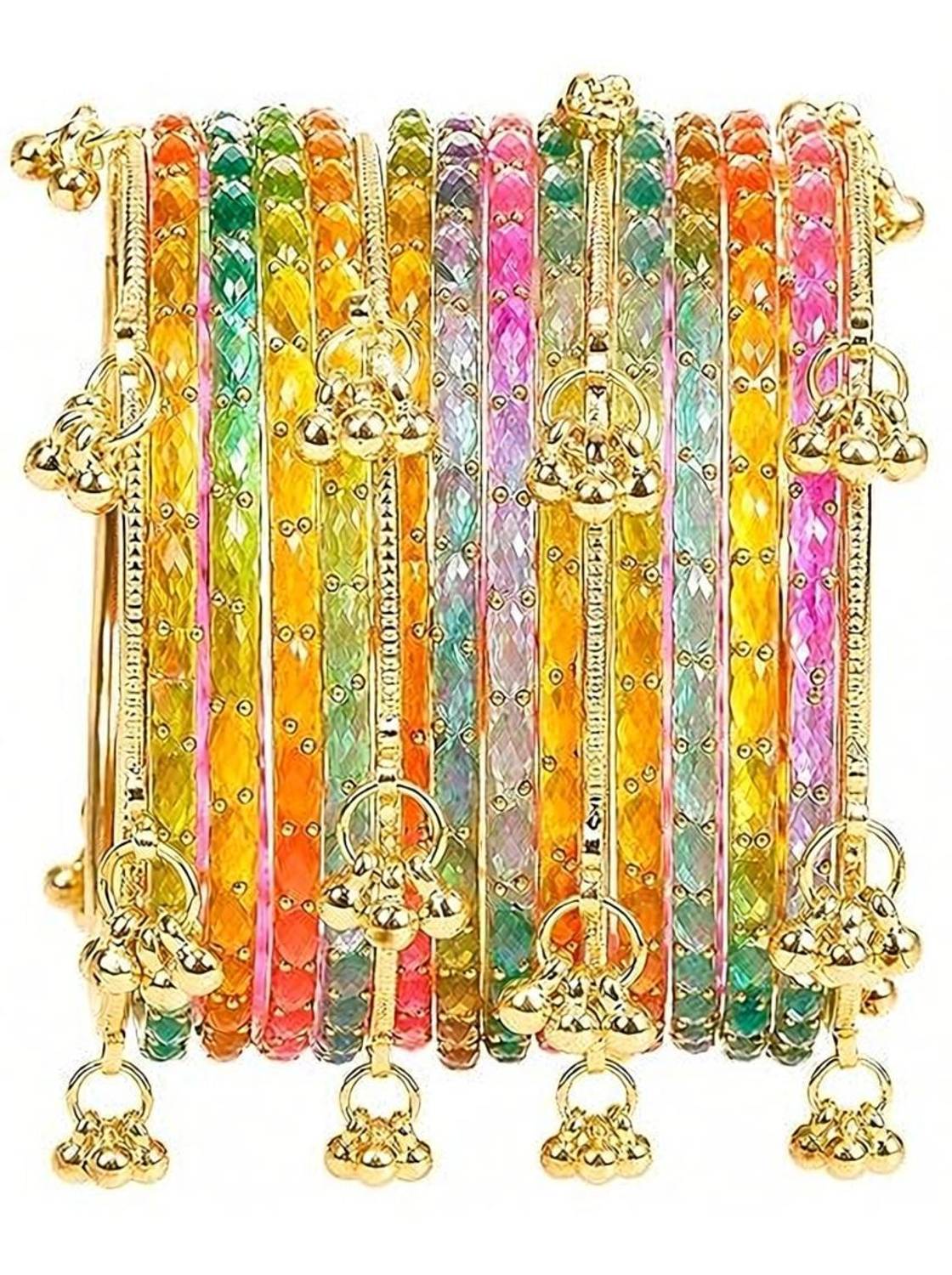 Banglezone Metal, Glass Bangle Set