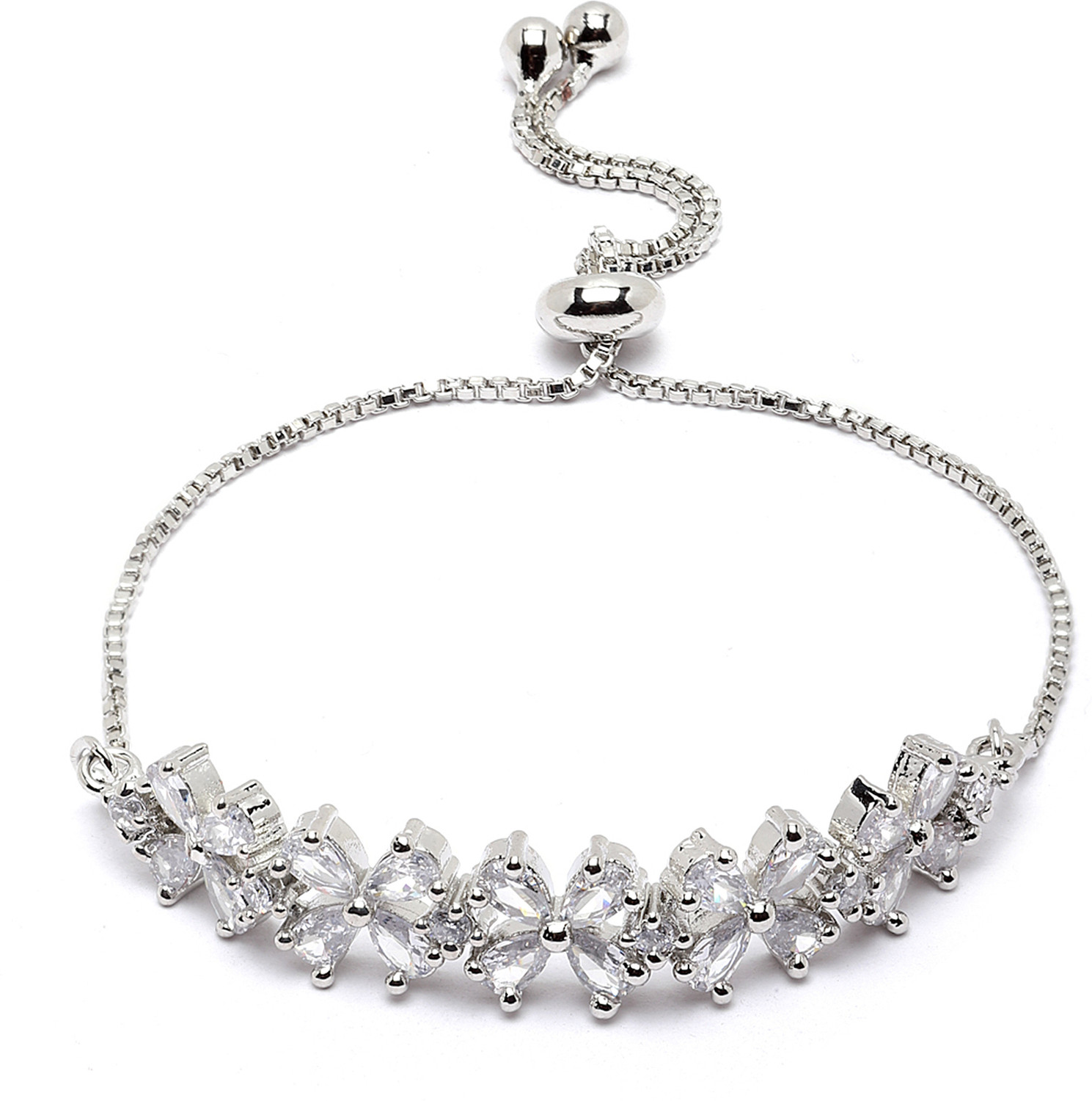 Image of ZENEME Brass Cubic Zirconia Rhodium Bracelet