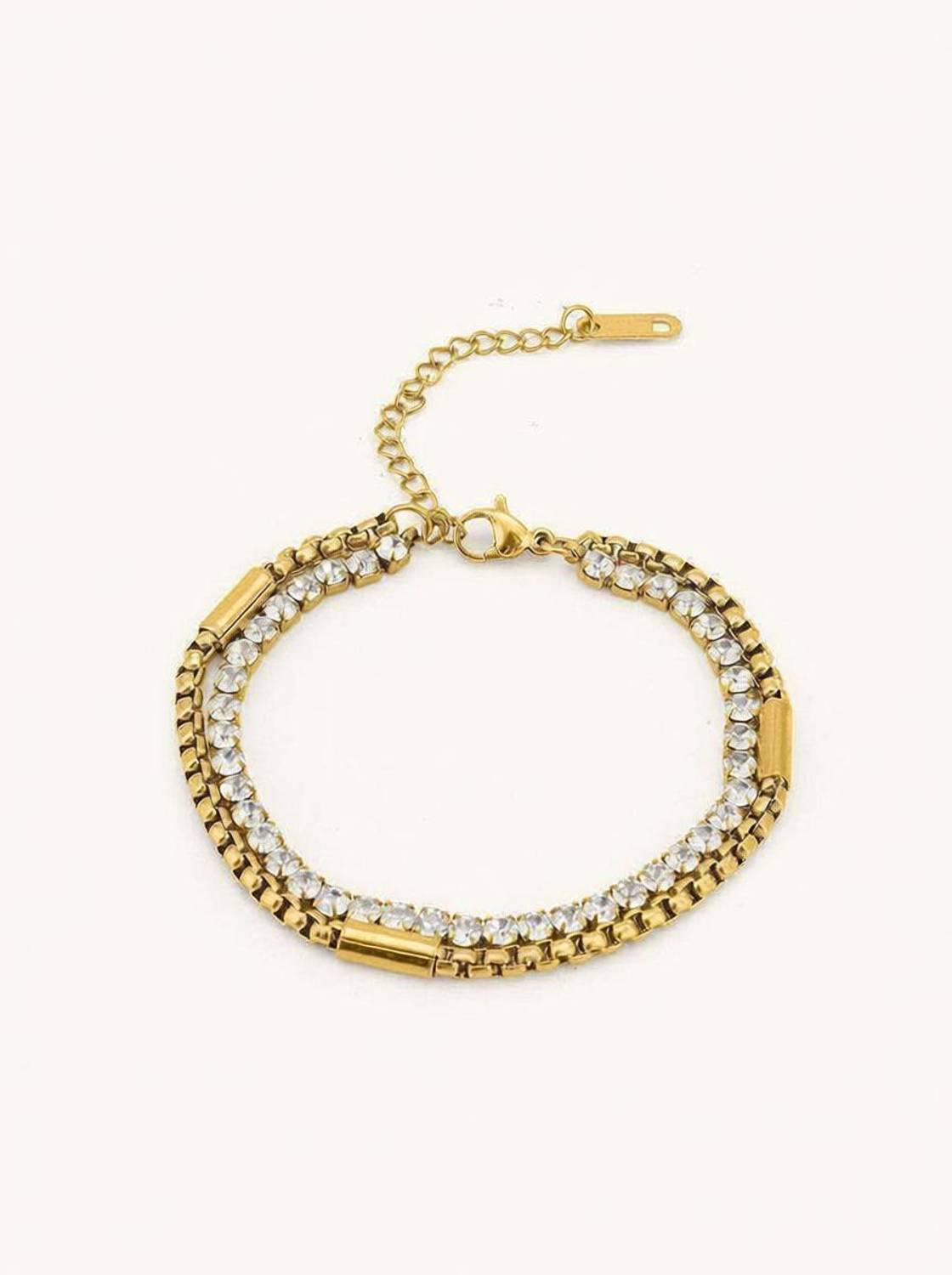 alinora jewels Stainless Steel Diamond Gold-plated Bracelet