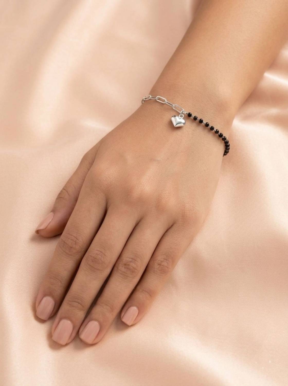 925 SILLER Sterling Silver Beads Rhodium Bracelet
