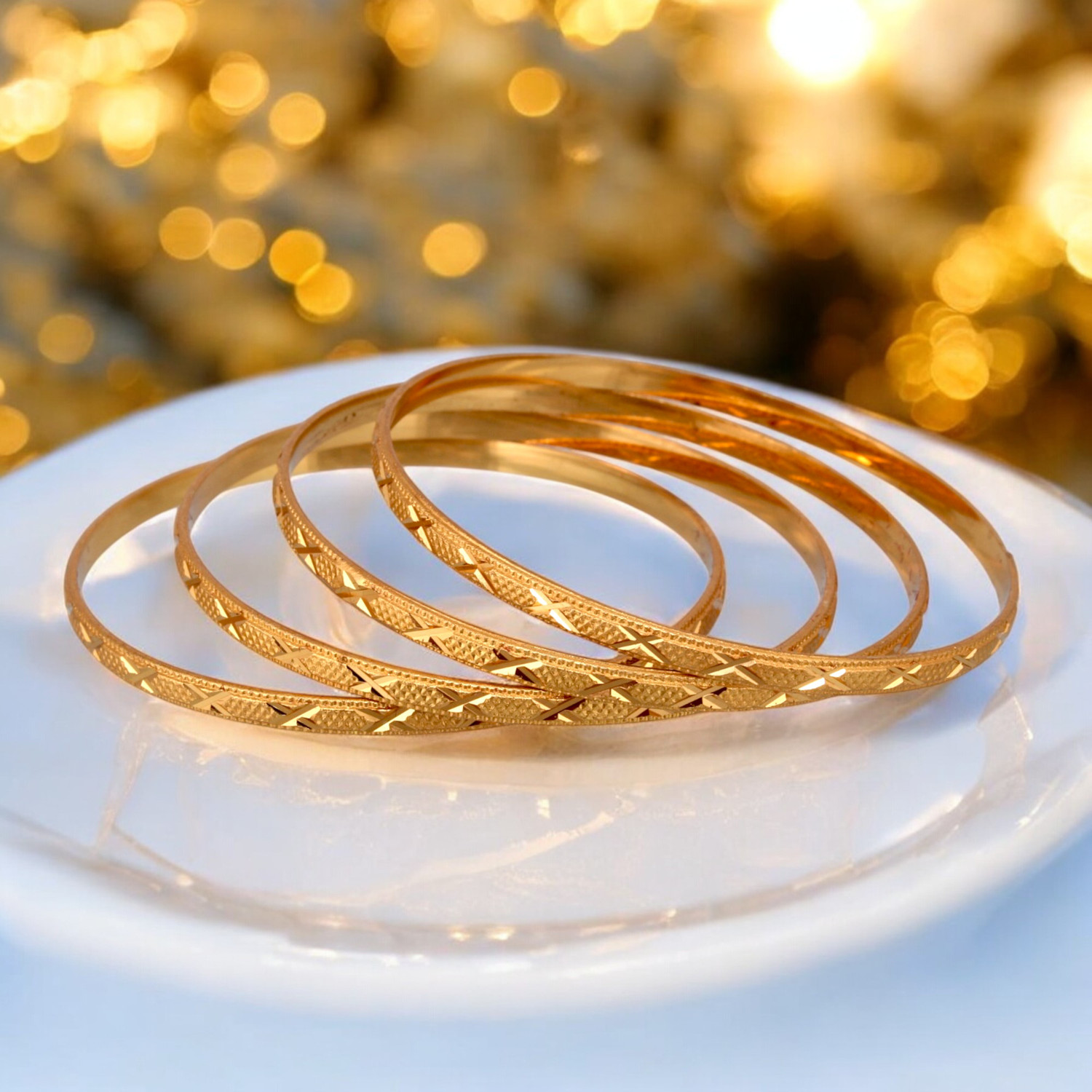 Image of Lucky Jewellery Brass Gold-plated Bangle Set (Pack of 4)