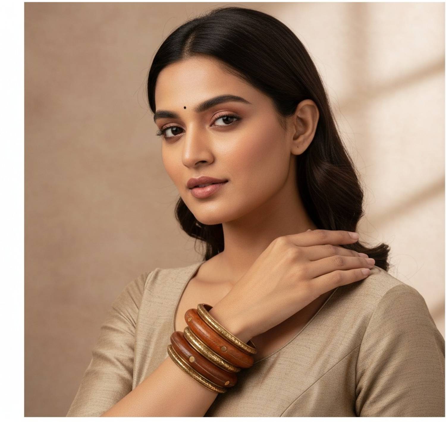 BellyRiver Wood Gold-plated Bangle Set