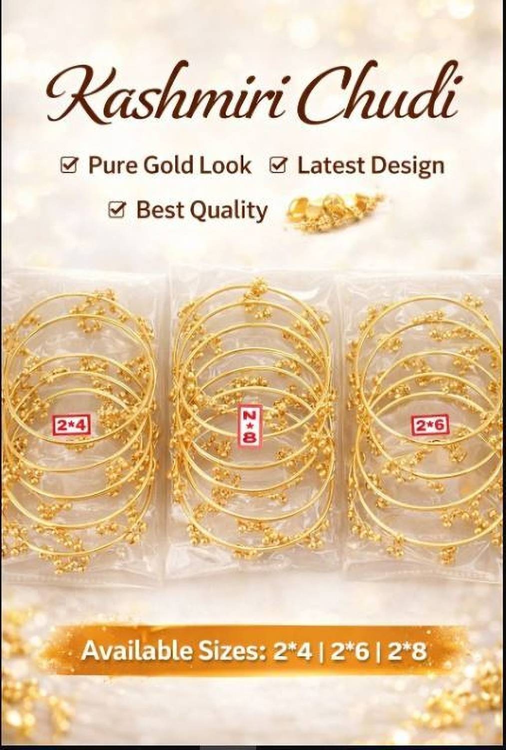 Virajsanchi Alloy Gold-plated Bangle Set Pack of 8 - Image 2