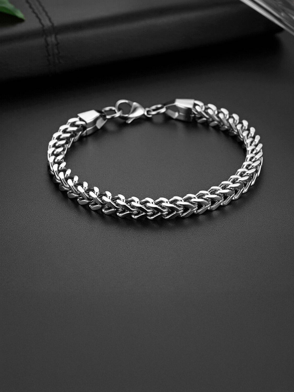 ADF Stainless Steel Silver Bracelet Set