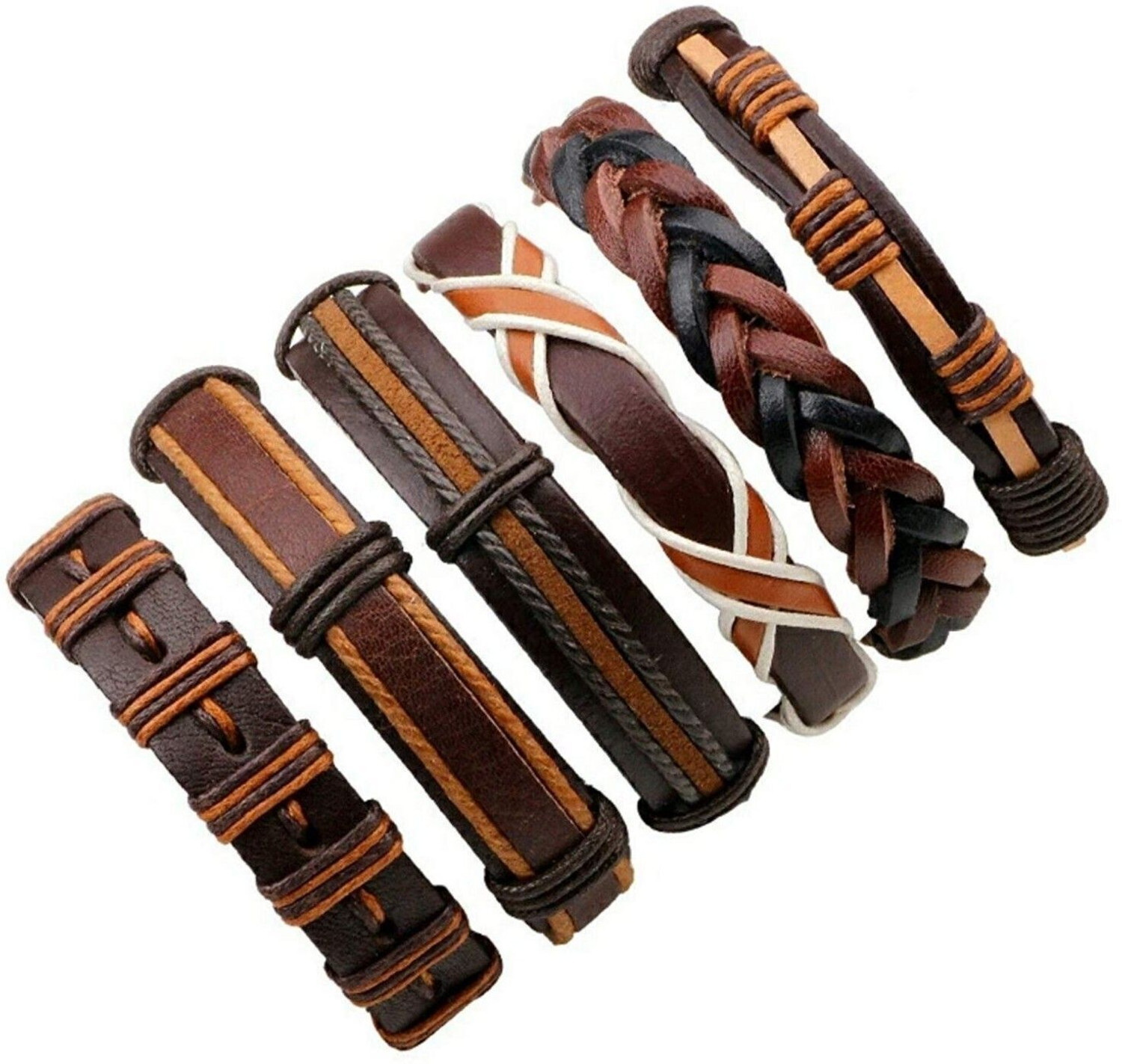 Image of University Trendz Leather Silver Coated Bracelet Set