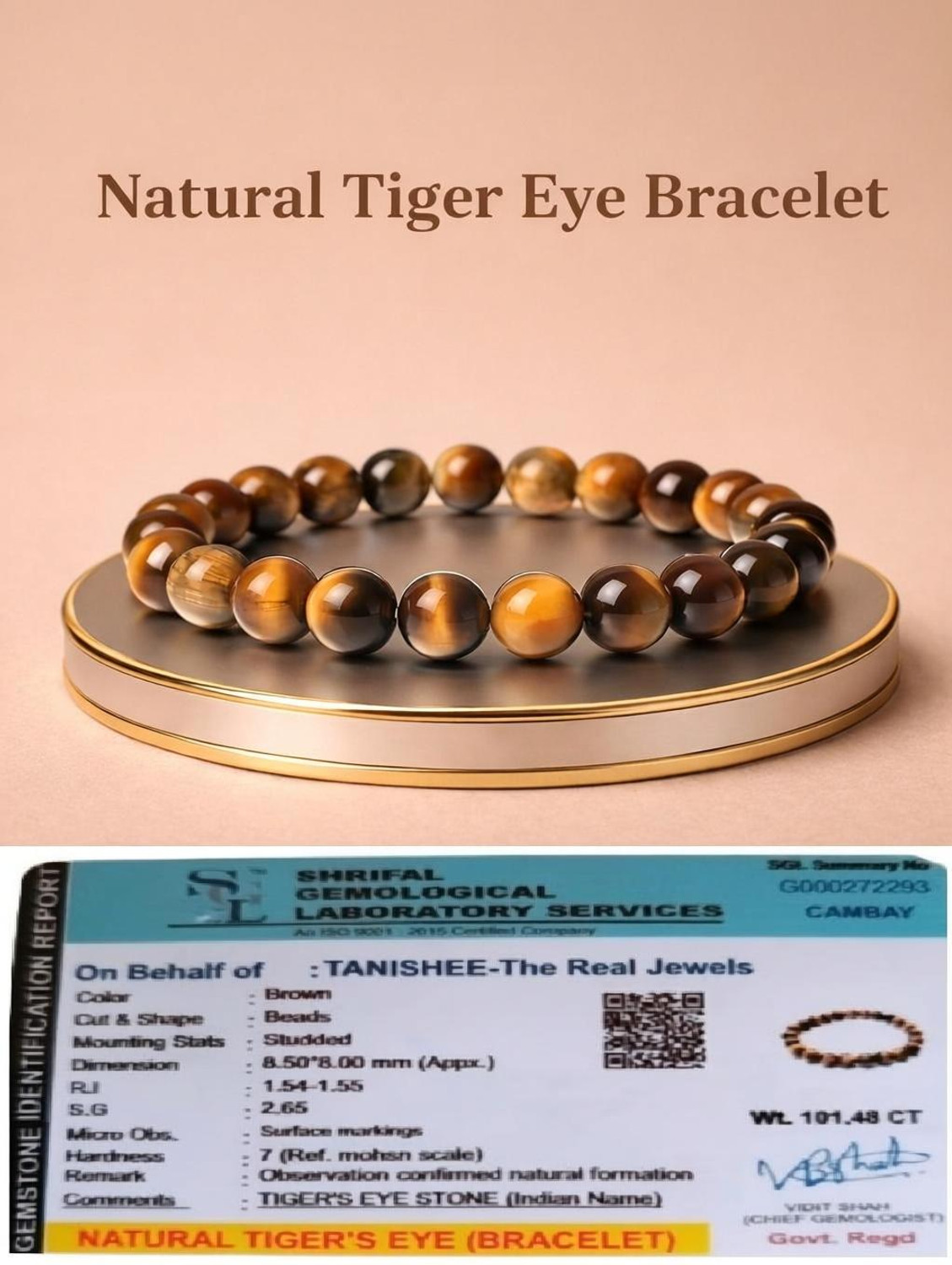 Image of Tanishee- The Real Jewels Crystal, Tiger's Eye Cat's Eye Bracelet