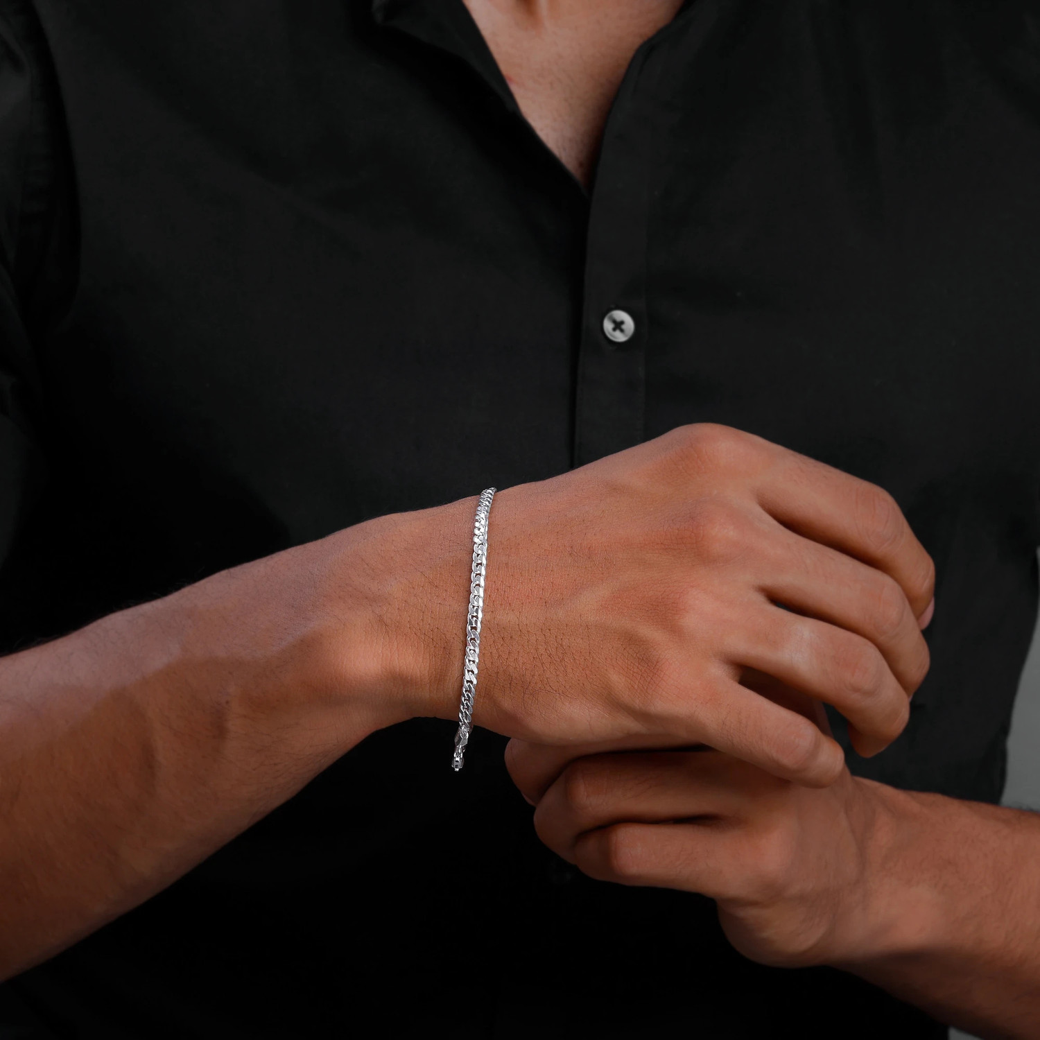 Image of GIVA Sterling Silver Zircon Rhodium Bracelet