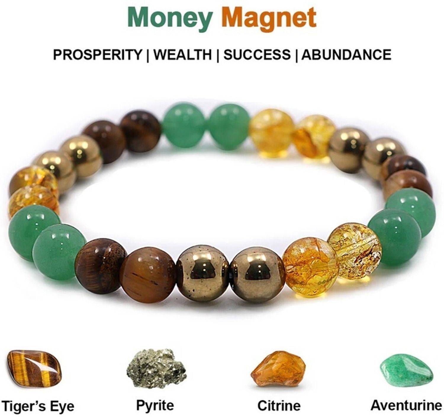 GemVastu Crystal Bracelet (Pyrite, Aventurine, Citrine, Tiger's Eye)