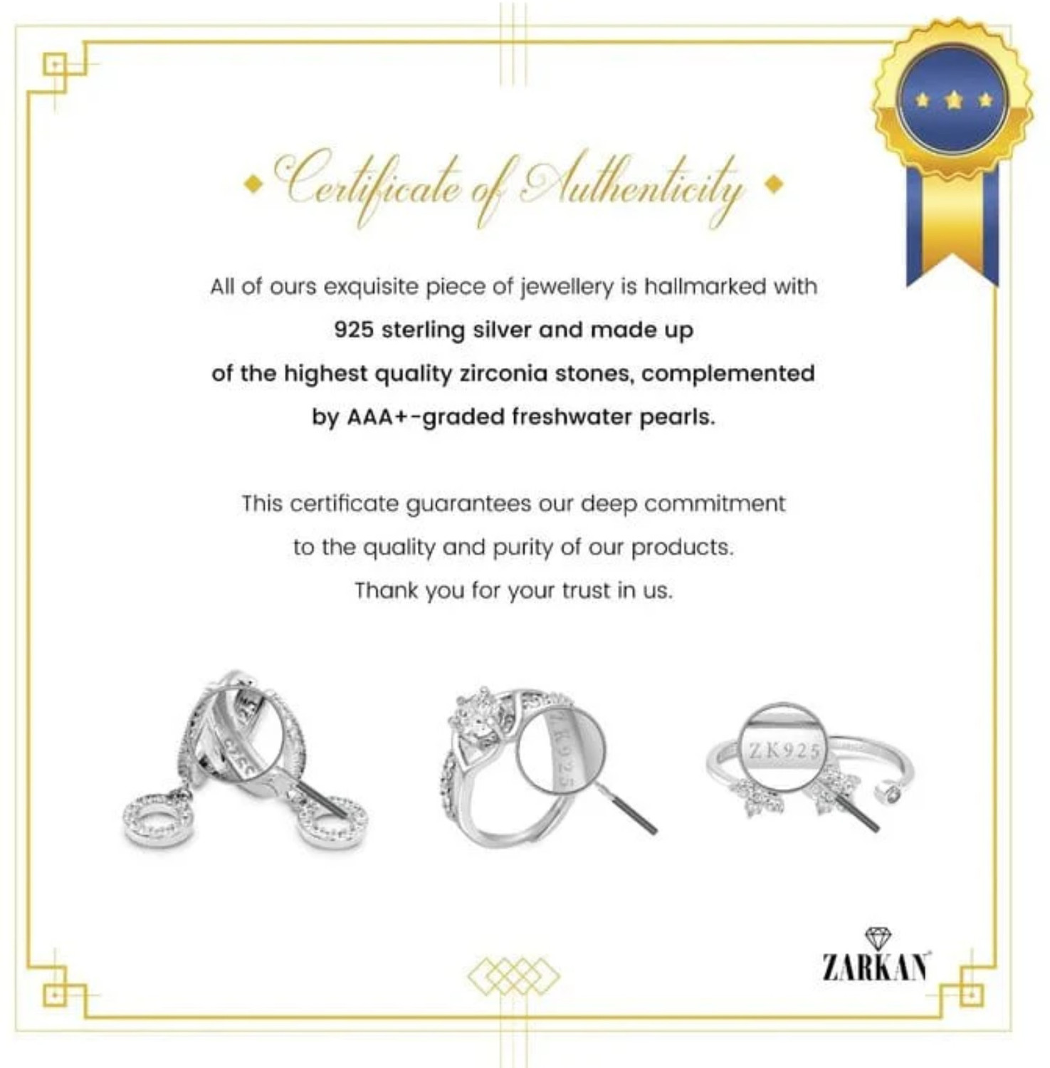 Image of Zarkan Zarkan 925 Hallmark Crown Heart American Diamond 925 Sterling Silver Ring Sterling Silver Cubic Zirconia Rhodium Plated Ring