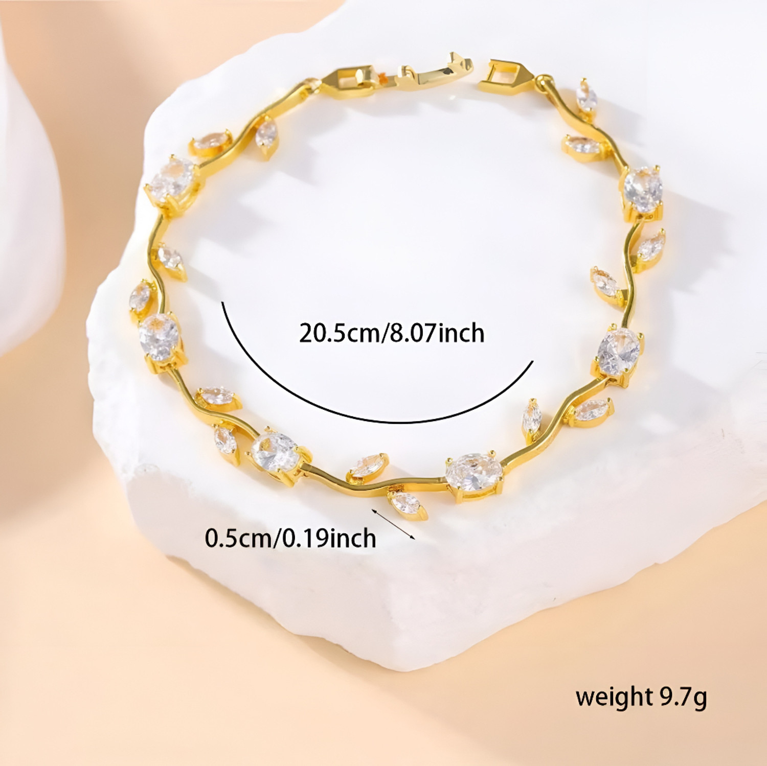 Image of Inites Crystal, Stainless Steel Diamond, Crystal, Zircon Gold-plated Bracelet
