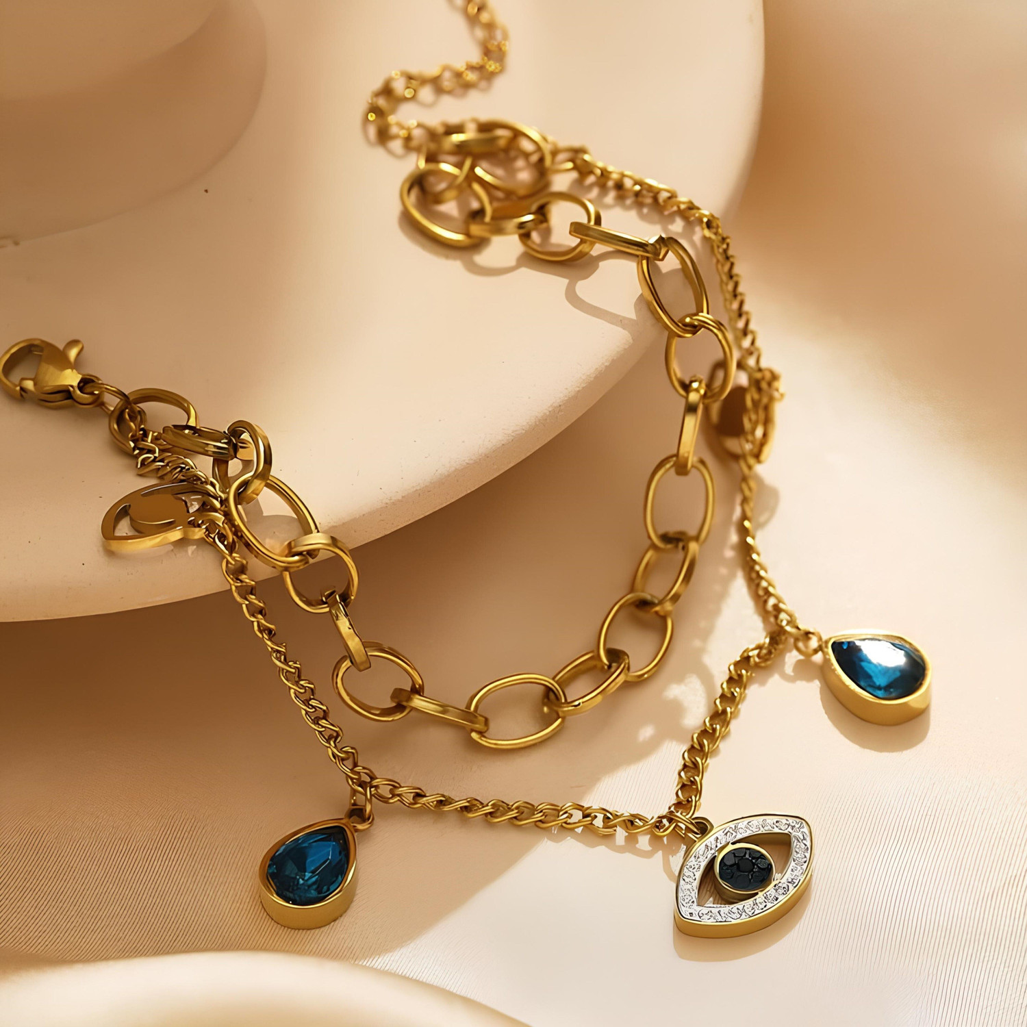Image of Karishma Kreations Stainless Steel Gold-plated Charm Bracelet