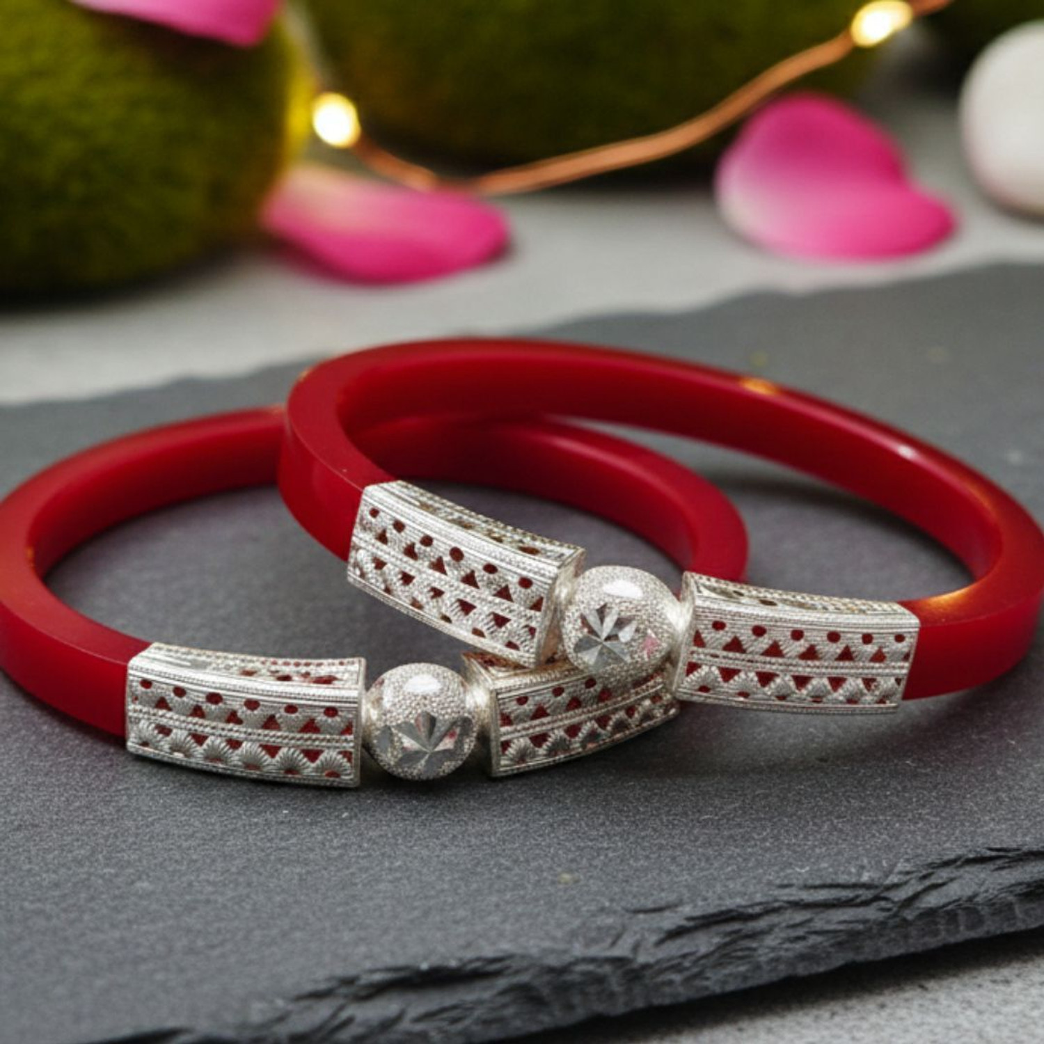 Image of Parasmoni Silver Bangle Set