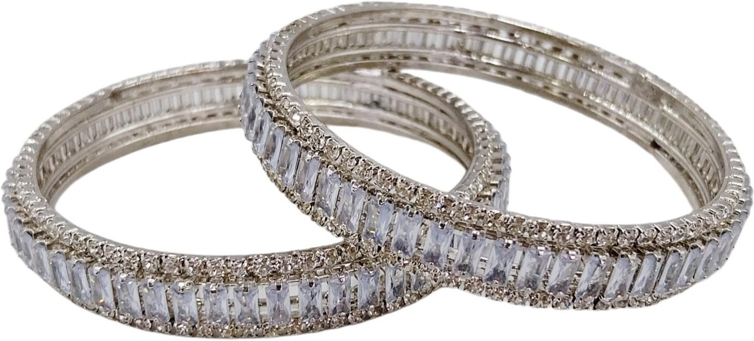 Image of aarnaa Alloy Silver Bangle Set
