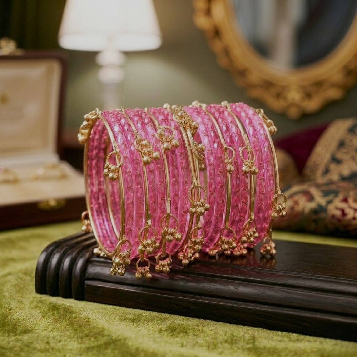 BeautyTrends Glass Gold-plated Bangle Set