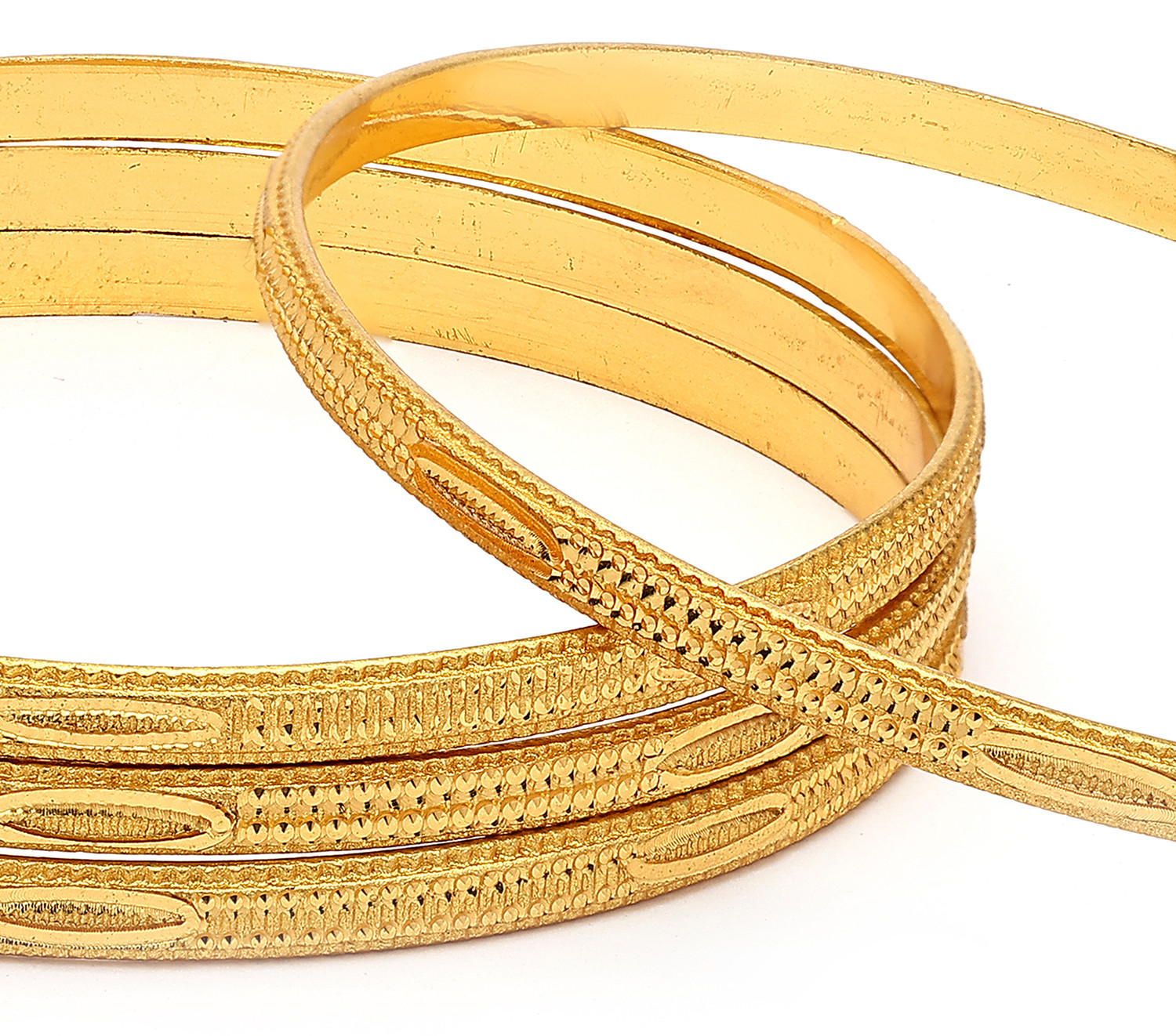 Image of ZENEME Alloy Gold-plated Bangle Set (Pack of 4)