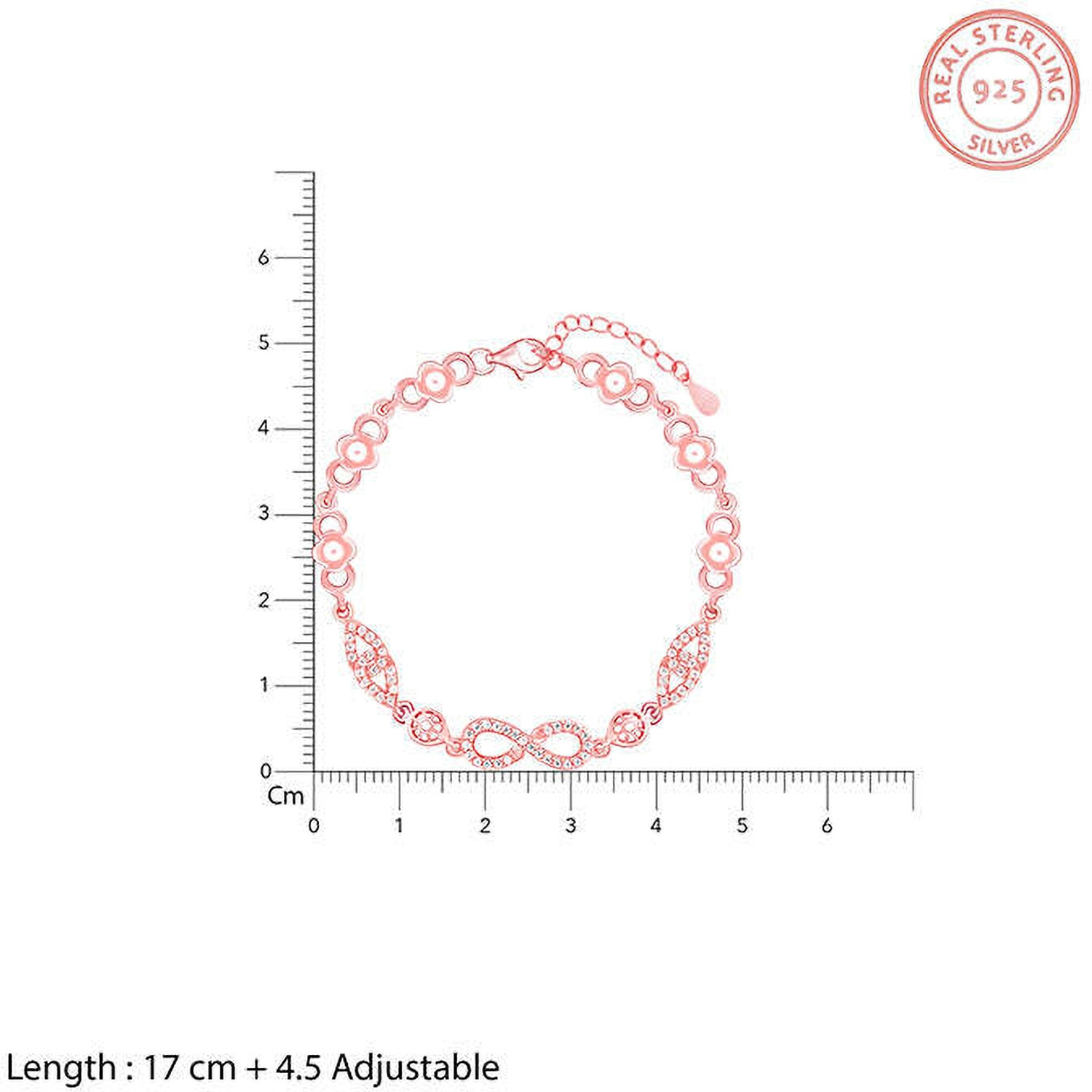 Image of GIVA Sterling Silver Zircon Rhodium Bracelet