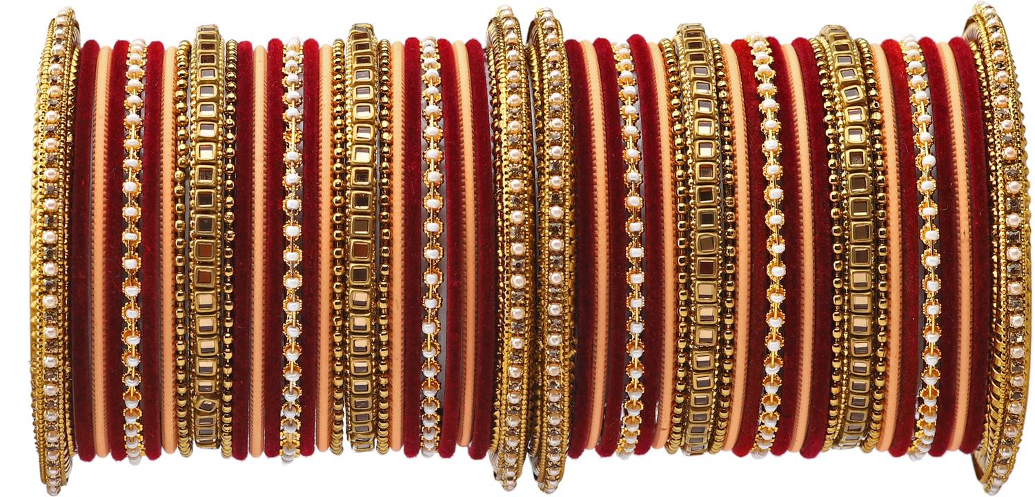 Amika Metal Beads, Zircon Bangle Set