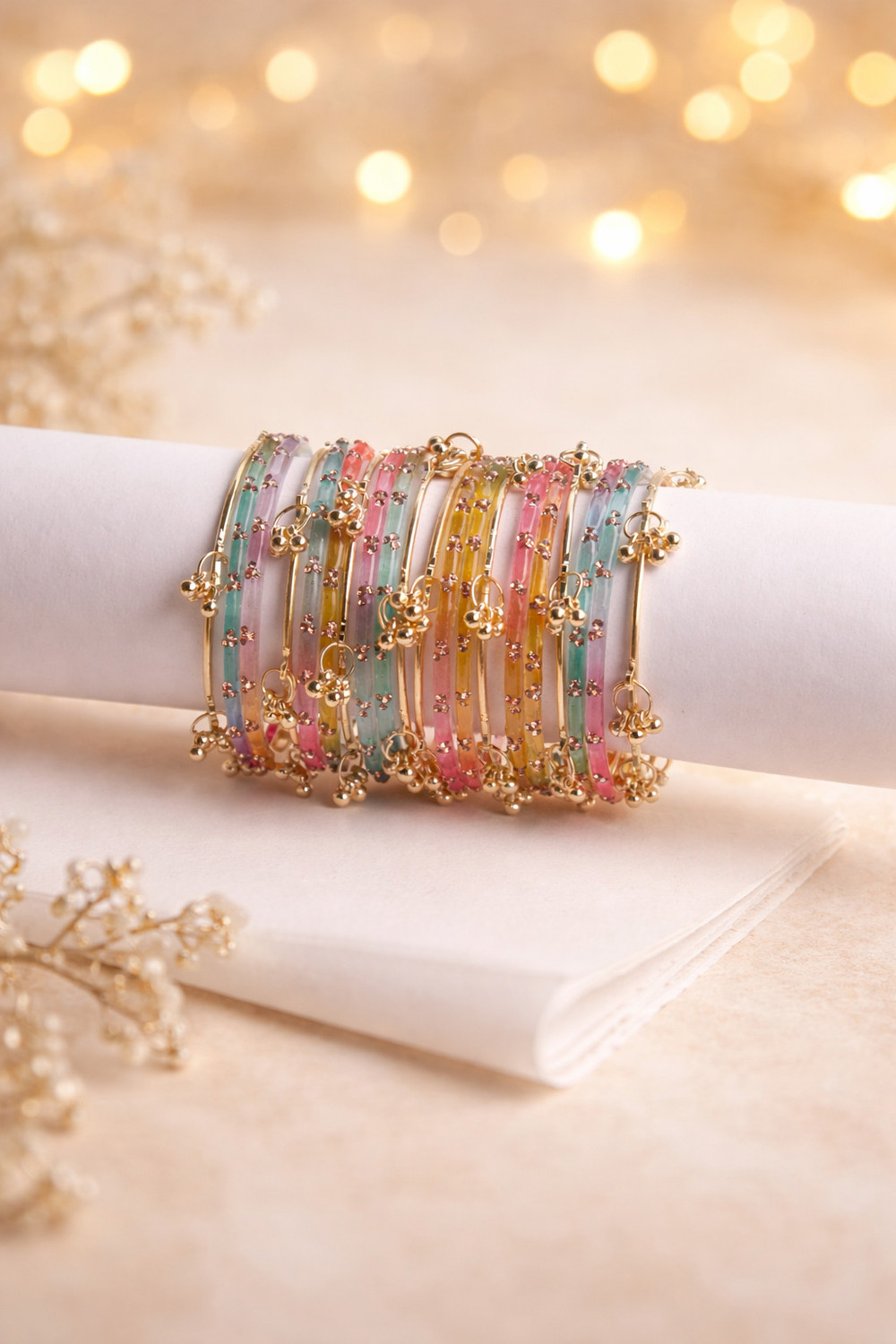 Image of celebrationdoor Glass, Alloy Crystal, Rhinestone Bangle Set