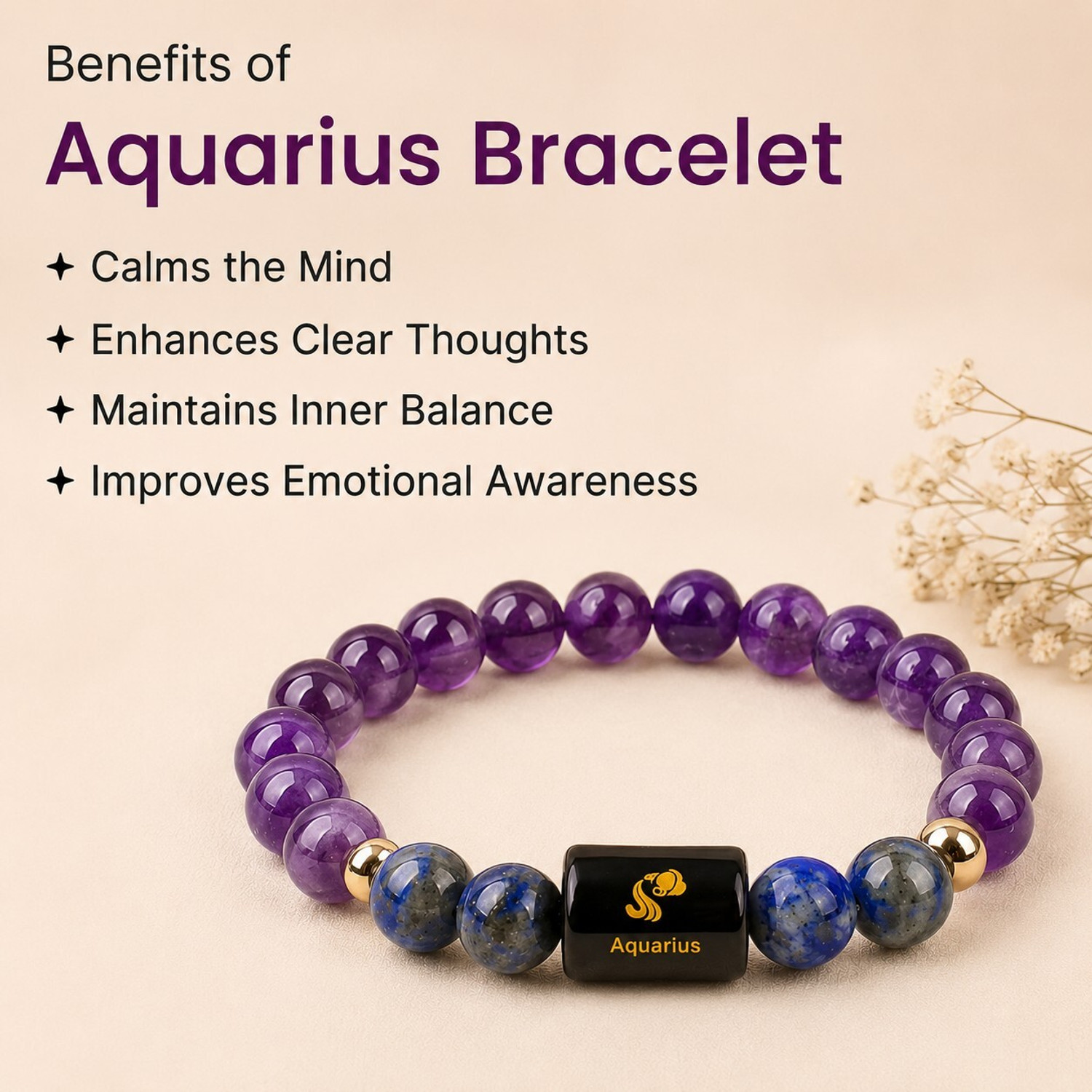 Image of Tanishee- The Real Jewels Lapiz Lazuli, Amethyst Crystal Bracelet