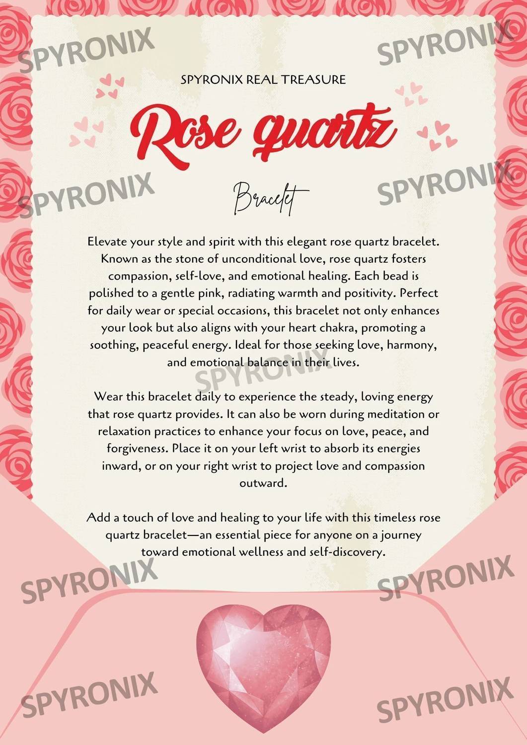 SPYRONIX REAL TREASURE Stone, Rose Quartz Crystal Bracelet Price