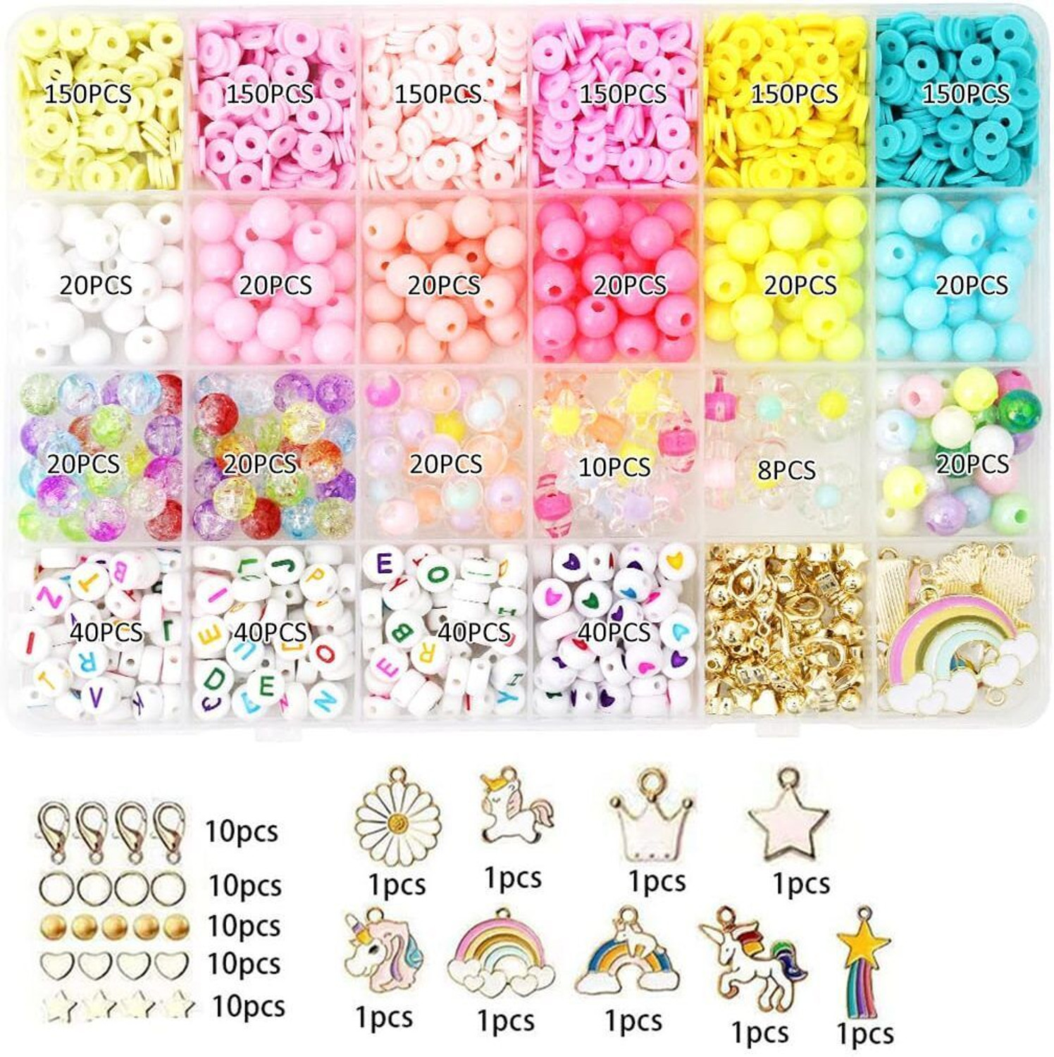 Image of FIDEO Bracelet Making Set, Clay Beads Kit, Macaron Color Beads for Bracelet Making