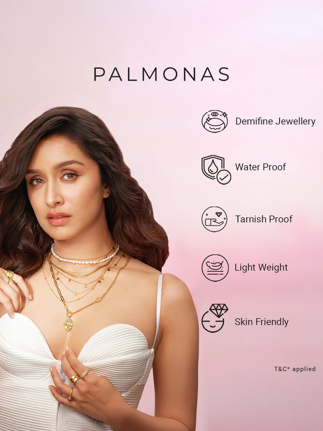 Image of PALMONAS PALMONAS Chic Ring Pendant Necklace for Women - Waterproof & Anti-Tarnish Gold-plated Plated Stainless Steel Necklace
