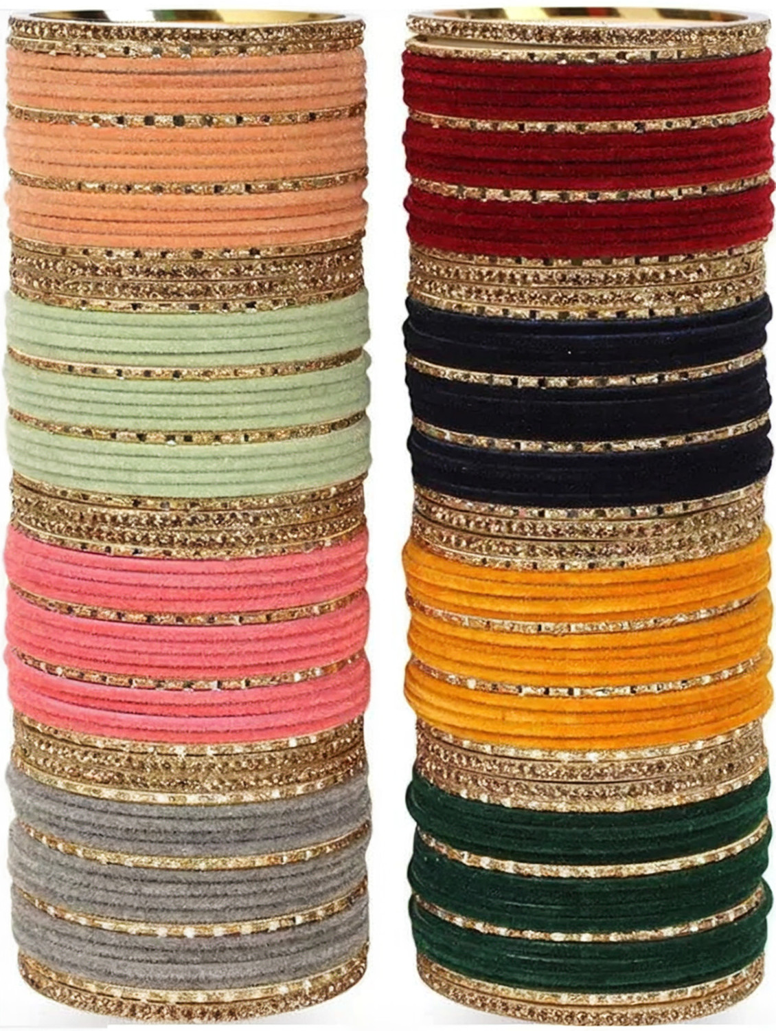 Image of Rajwadi Metal, Lac, Alloy Cubic Zirconia Bangle Set