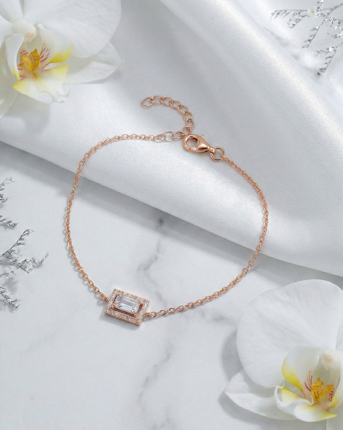 Image of CARLTON LONDON Sterling Silver Cubic Zirconia Bracelet