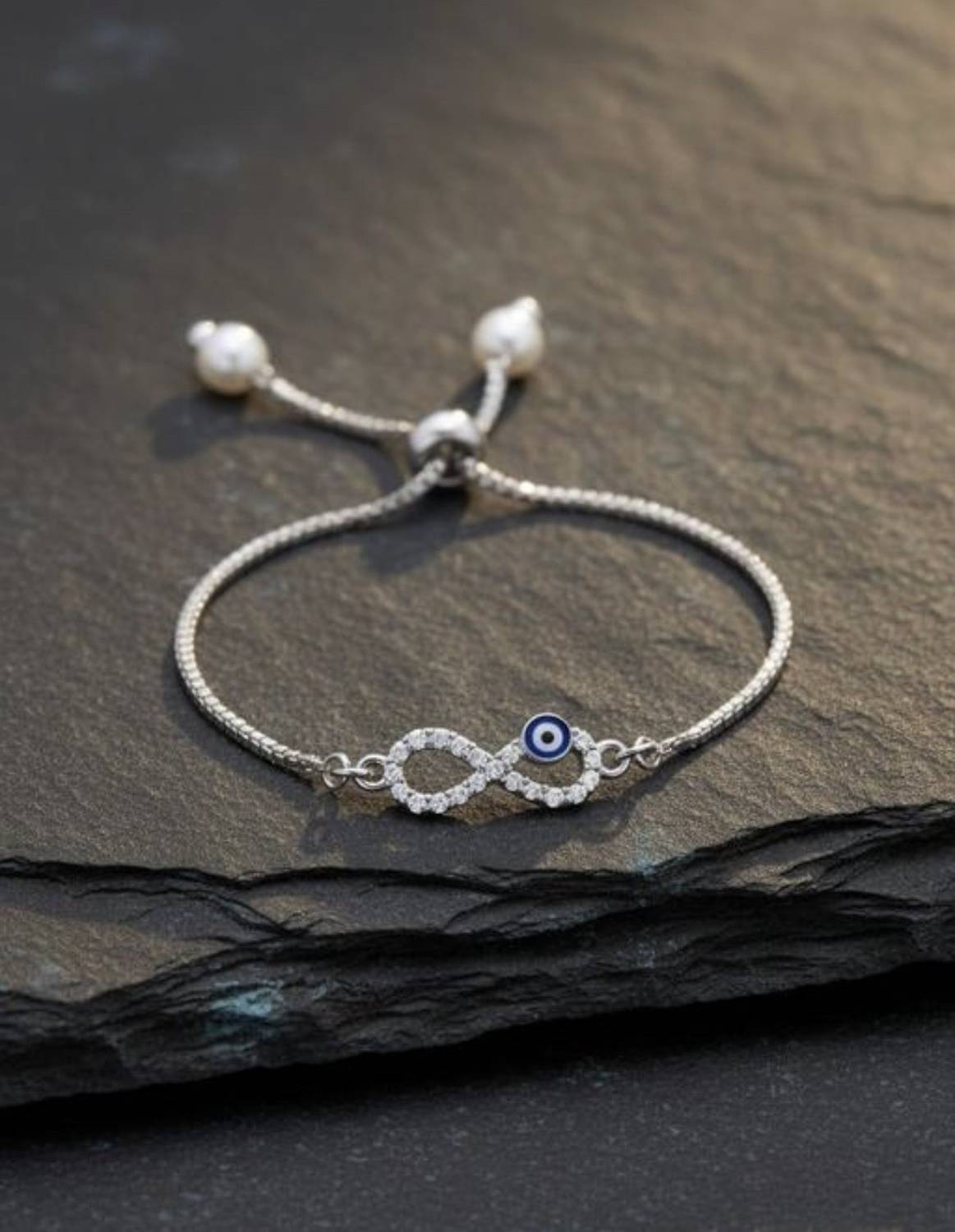 empire e commerce Alloy Pearl, Cubic Zirconia Silver Bracelet - Image 1